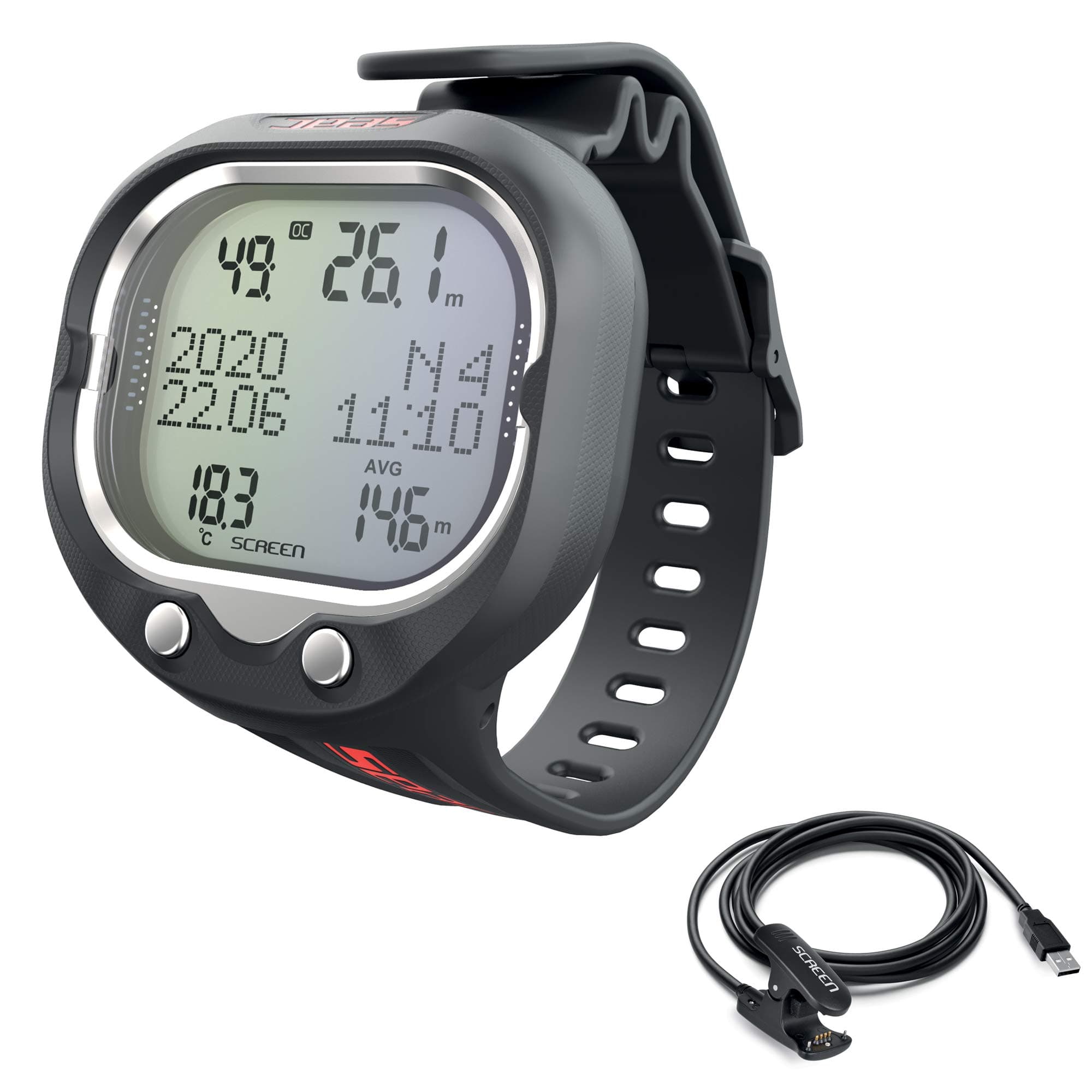 Screen, Scuba Wrist Dive Computer for 1 or 2 mixes and Freediving mode