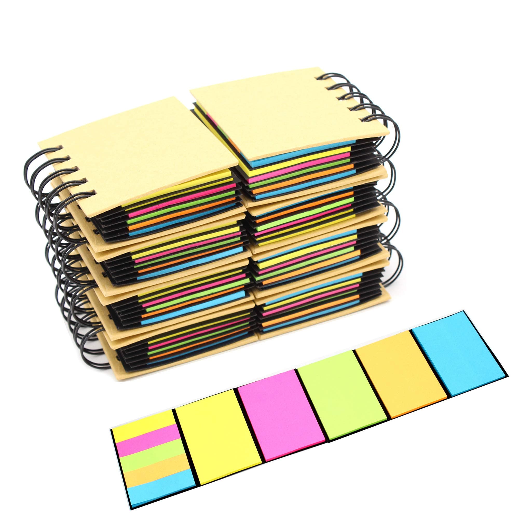 TueascallkCombination Sticky Notes, Pop-up Self-Adhesive Notes, Portable Self-Stick Note Pads, Office Accessories, Spiral Notebook, 3.3'' x 3.2'' x 0.9'', 250 Sheets/Pack, 8 Packs
