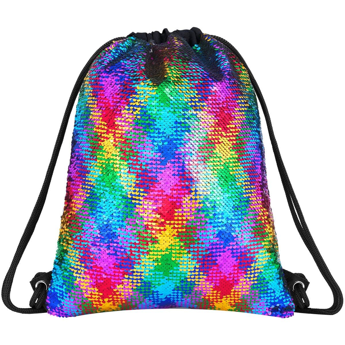 Segorts Rainbow Sequin Drawstring Bag Backpack Gym Dance Bags Magic Reversible Glitter BagGift for Girls Daughter Boy Flip Sequin Bag Birthday Gift
