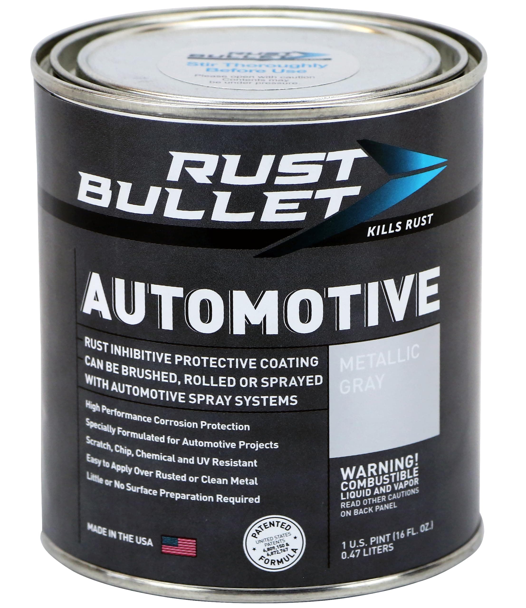 Rust Bullet - Automotive Rust Inhibitor Paint - Rust Preventive Protective Coating - No Topcoat Needed - Pint, Metallic Gray