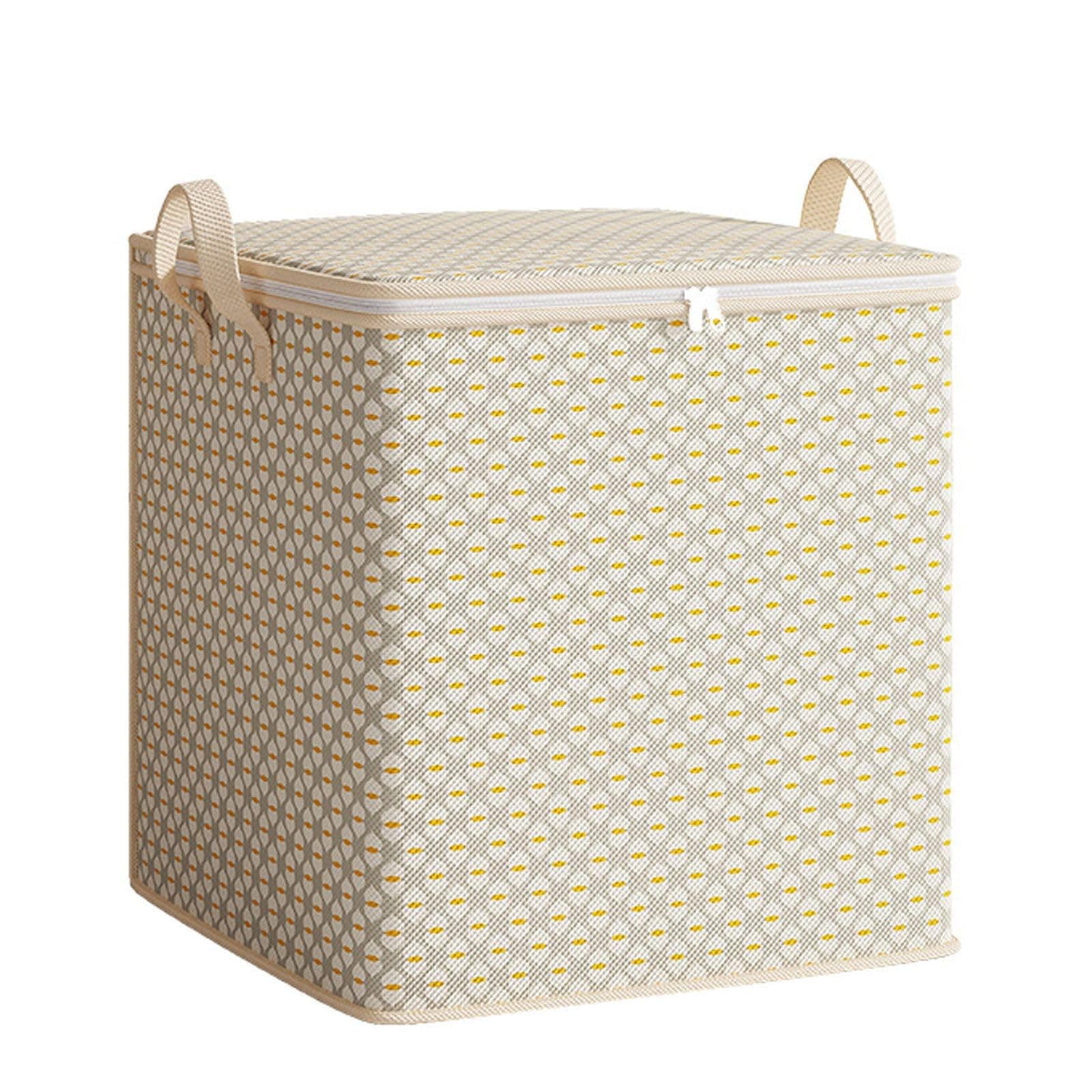 Stackable Clothes Storage Bags, Foldable Clothing Storage Bins Fabric Box Organizer with Metal Buckles and Sides Sturdy Handles, Dustproof Lid (30L)