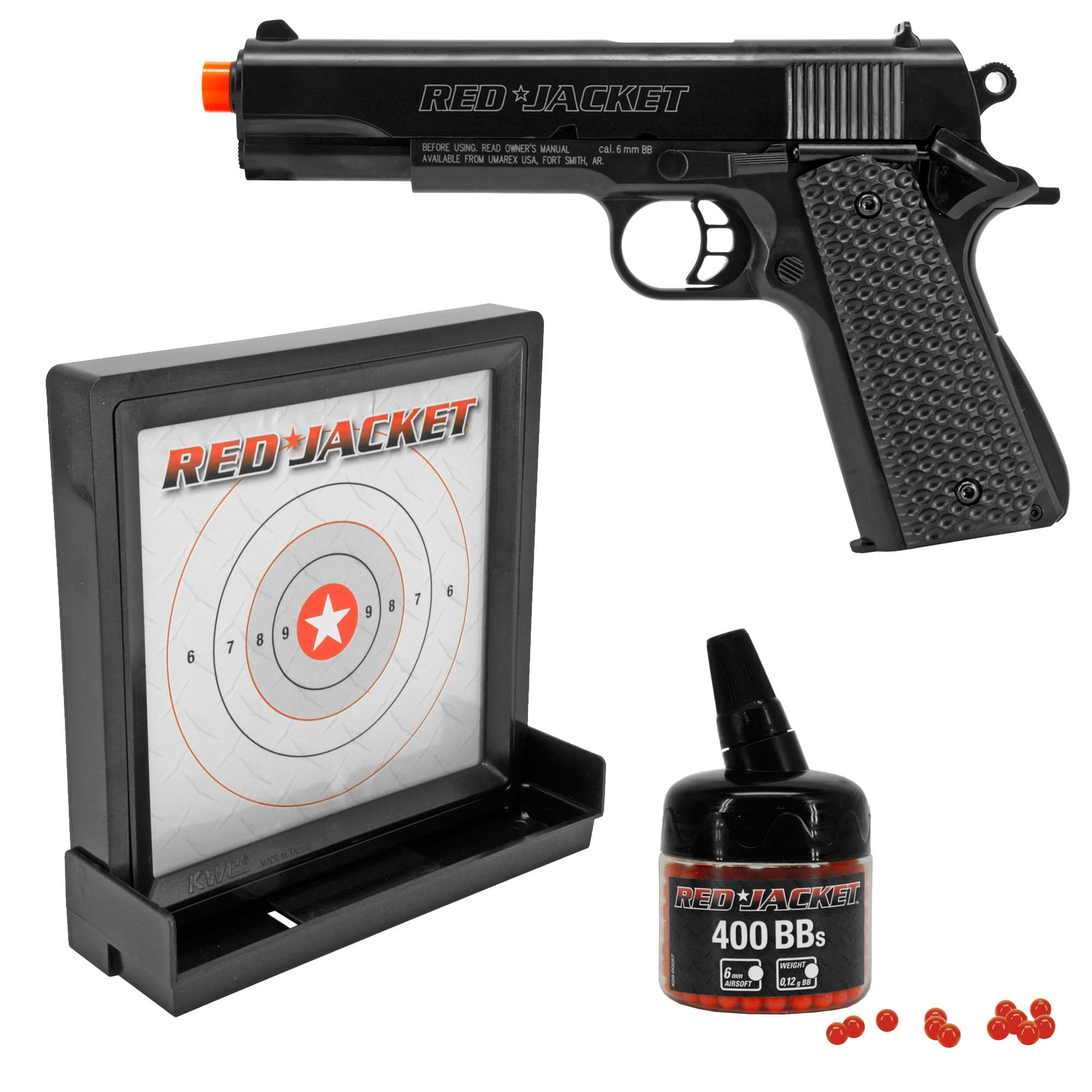 Red Jacket M1911 6mm Airsoft Spring Pistol Target Pack