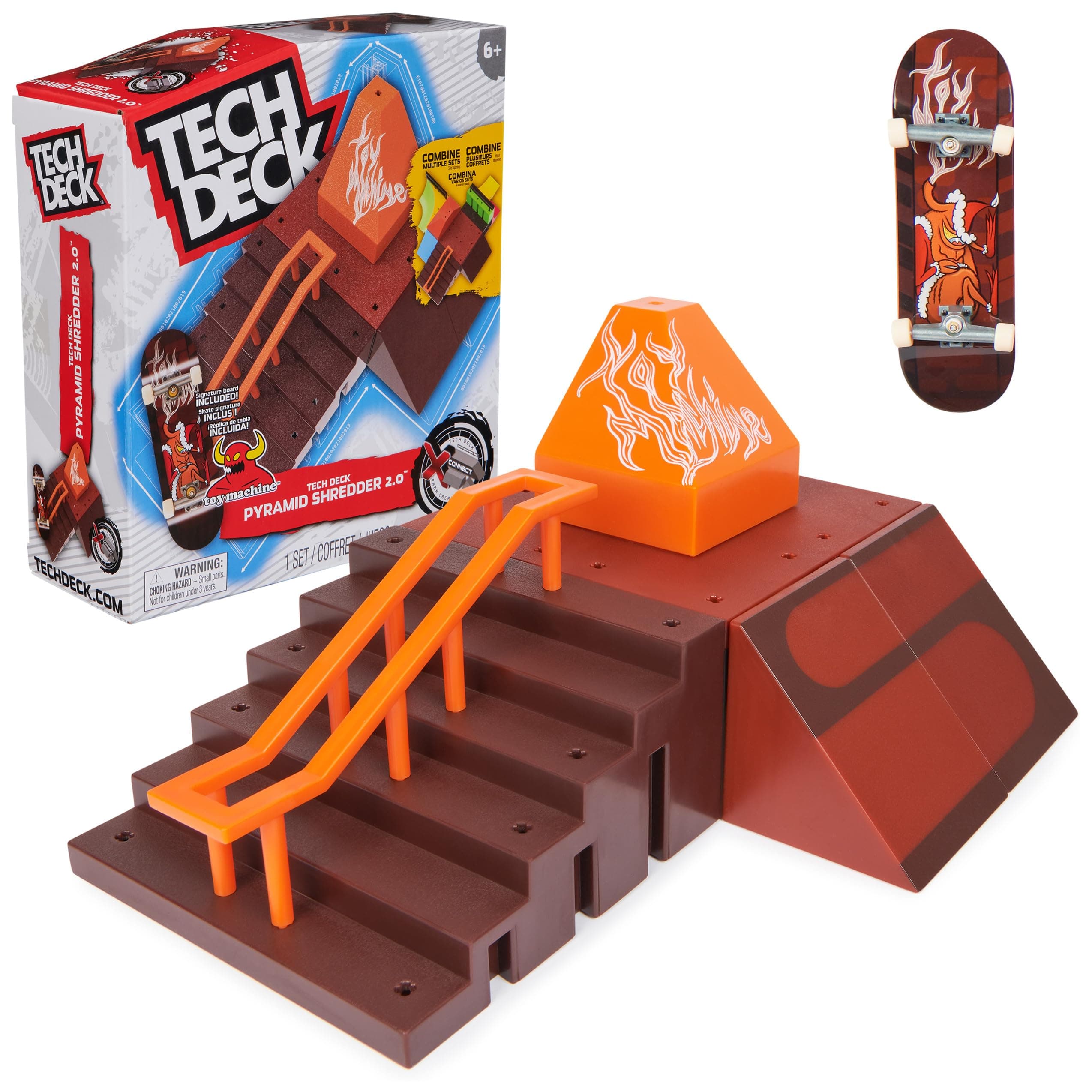 Tech Deck - Finger Skate - X-Connect Pyramid Shredder Starter Set 100% Modular to Build and Customise + 1 Mini Board Exclusive - Mini Finger Skate - Children's Toy - Children's Game Age 6+