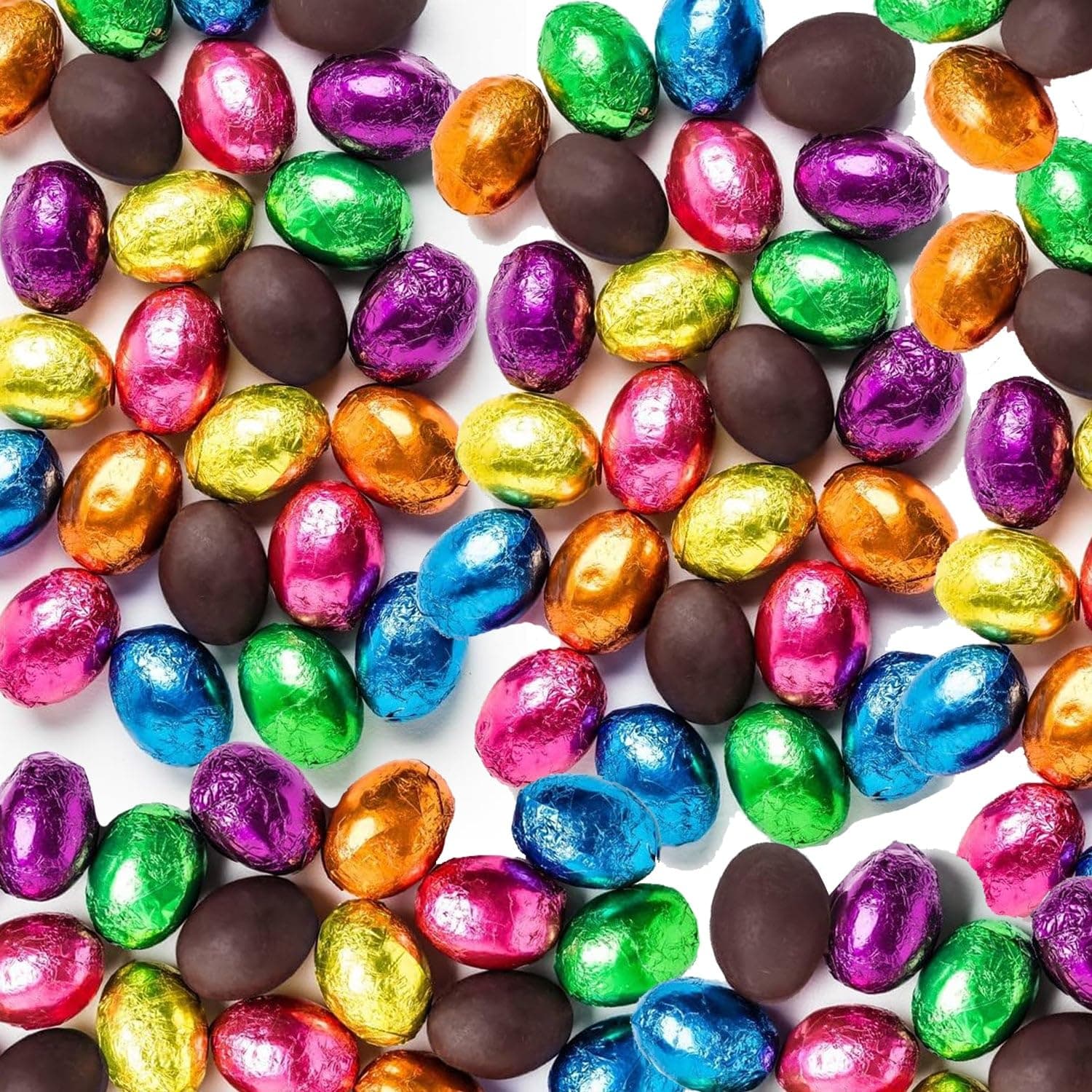 200pcs Chocolate Foiled Mini Eggs for Easter Egg Hunt | 1Kg Solid Milk Chocolate Multi Colored Balls for Easter Bags filling