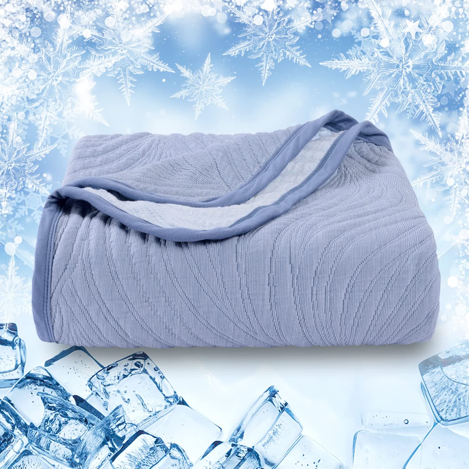 SOCHOW Cooling Blanket for Bed, Lightweight Breathable Soft Double Side Cooling Comforter, Summer Blanket for Adults Baby Kids, Blue 60 × 80 Inches