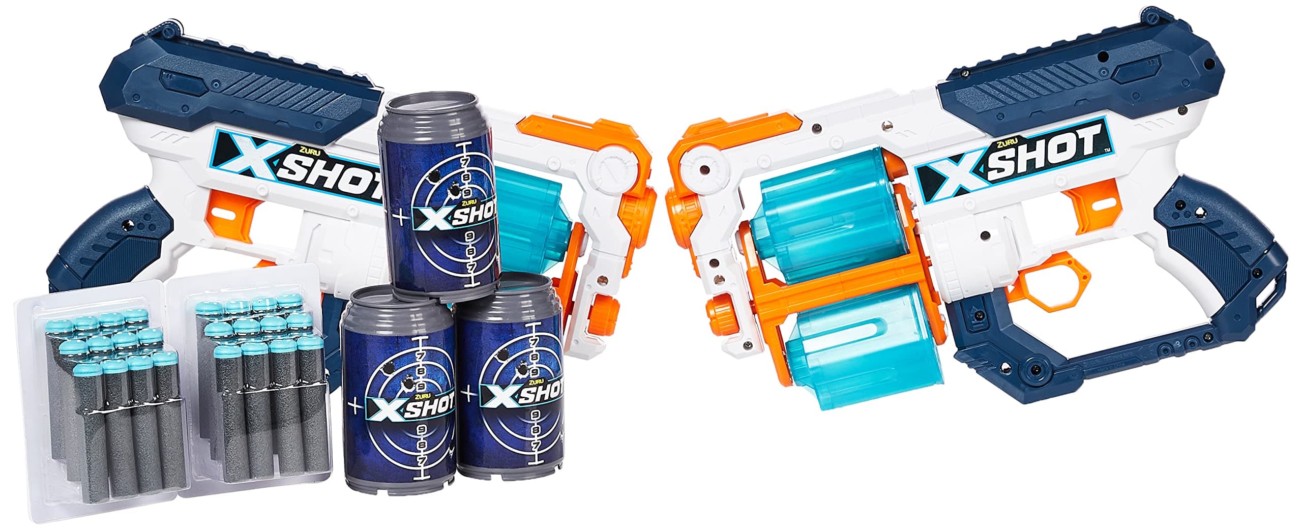 XShot T Excel Xcess Dart Blaster Combo Pack, Fire Distances Upto 27m/ 90ft, Toy Foam Blaster & Guns, Includes 24 Darts & 6 Cans, Dart Blaster with Rotating Barrel, Toy Shooting Guns for Kids - 36259