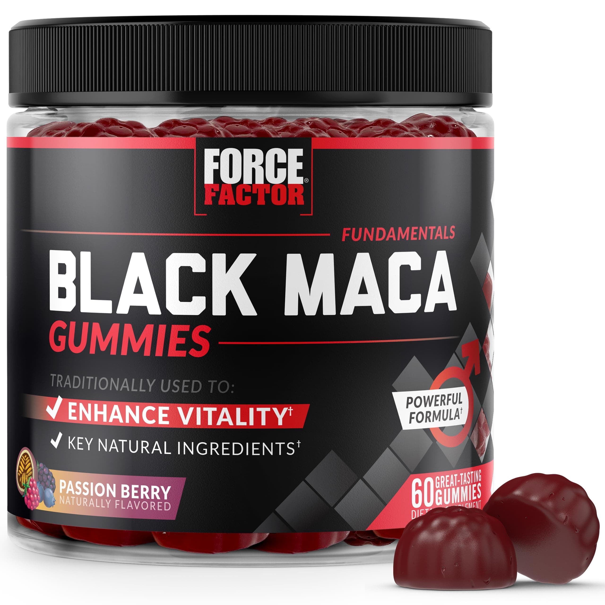 Force Factor, Fundamentals, Black Maca Gummies, Passion Berry, Gummies, 60 Count
