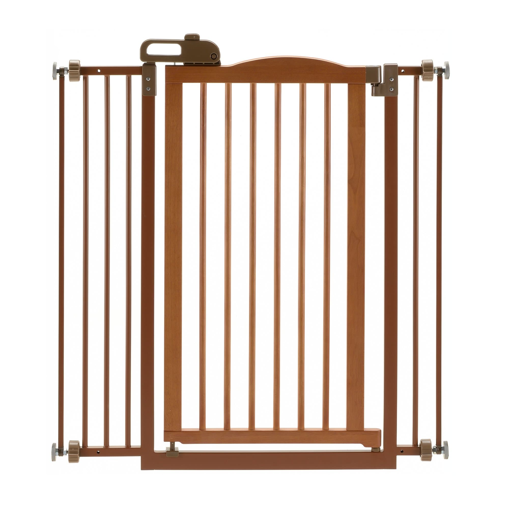 Richell Tall One-Touch Gate II, Dog gate, Dog gate, 38.4" H Tall pet gate, Autumn Matte