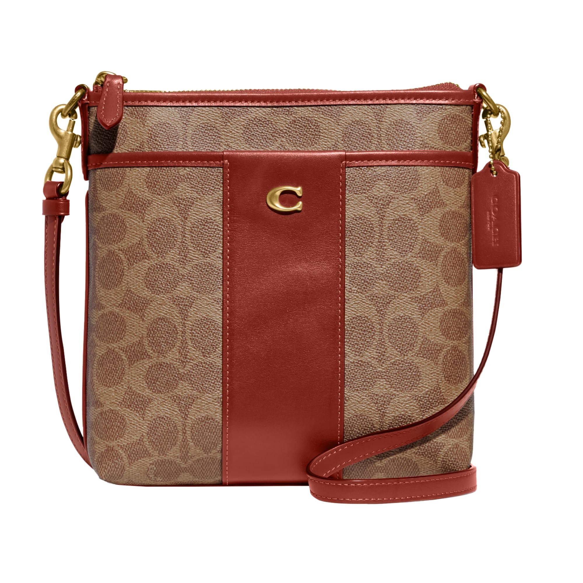 Coach Crossgrain Leather Kitt, Tan Rust, One Size