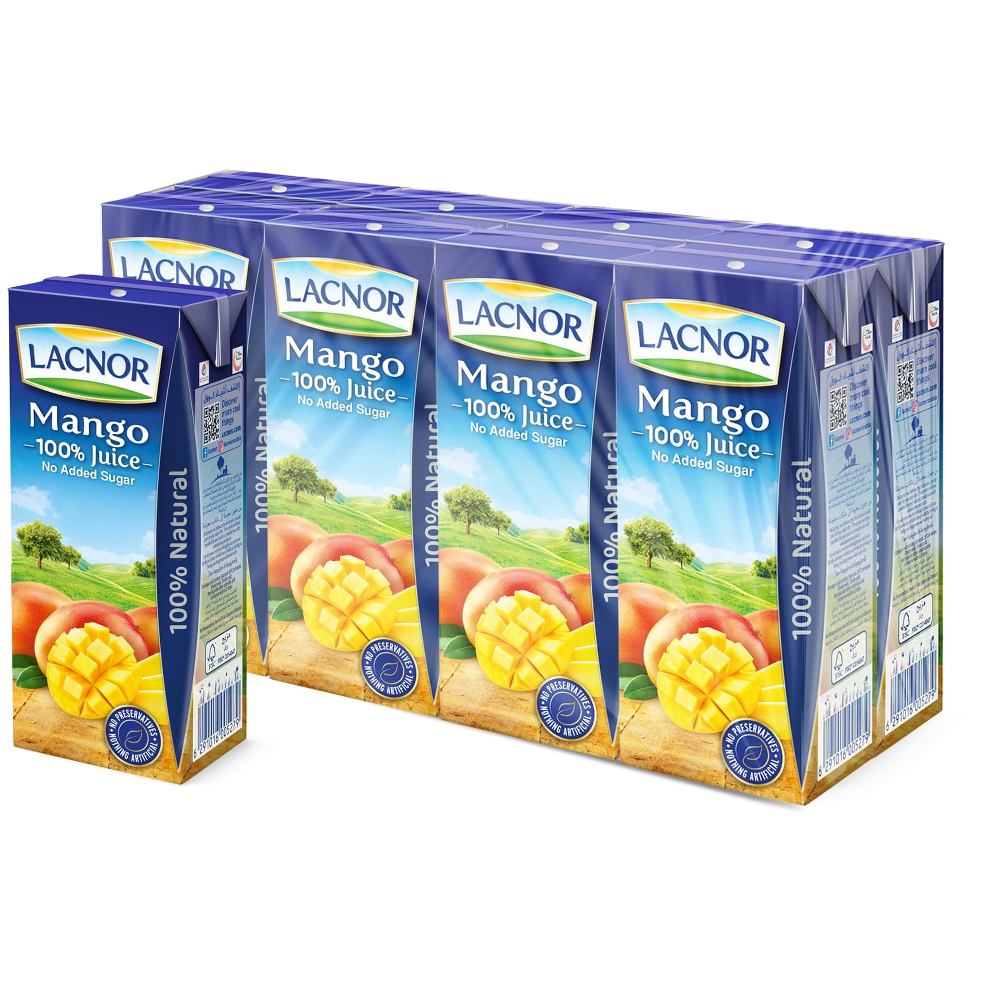 Essentials Mango 100% Juice, No Added Sugar, 180 Ml Pack Of 8