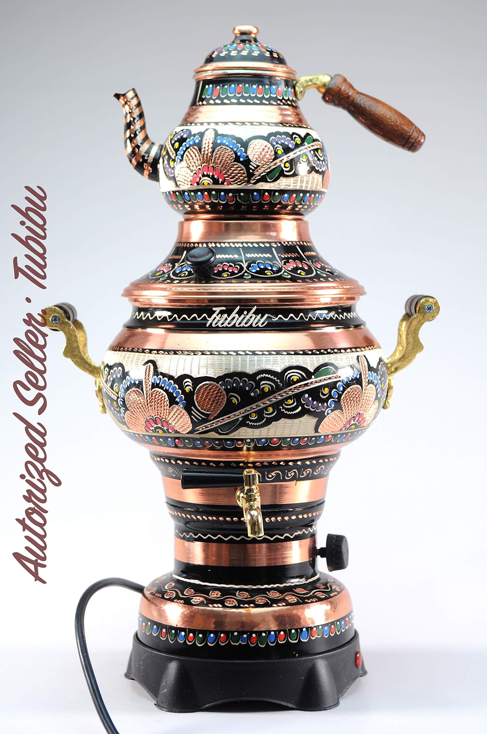 Copper Samovar Tea Pot Set Electrically OperatedHandmade Real Copper Samovar (220 v)