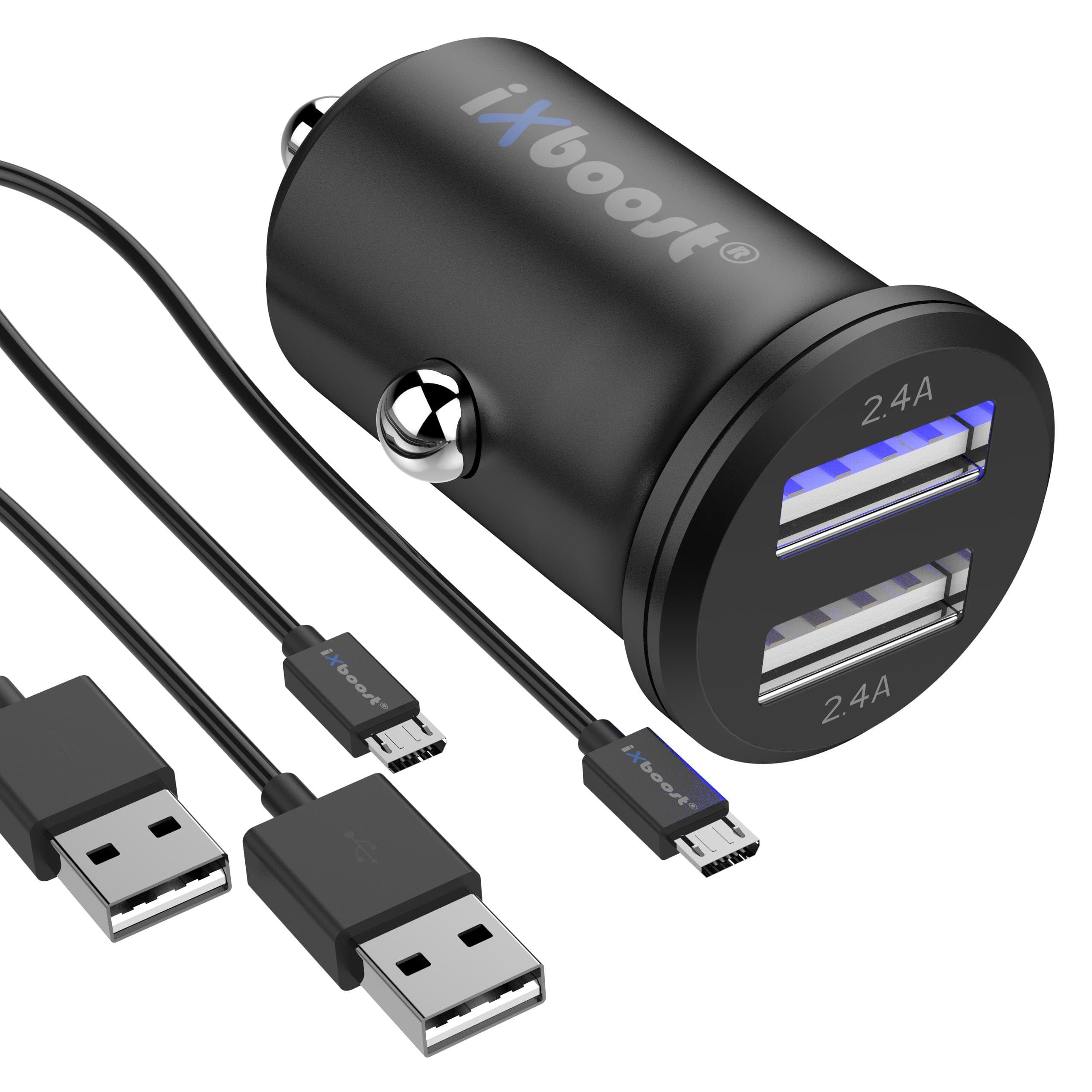 iXboost IX 1S Speed Charge Kit 4.8 A Dual Mini Mobile Phone In Car Charger Car Cigarette Lighter Adapter + 2 x Micro USB Cable