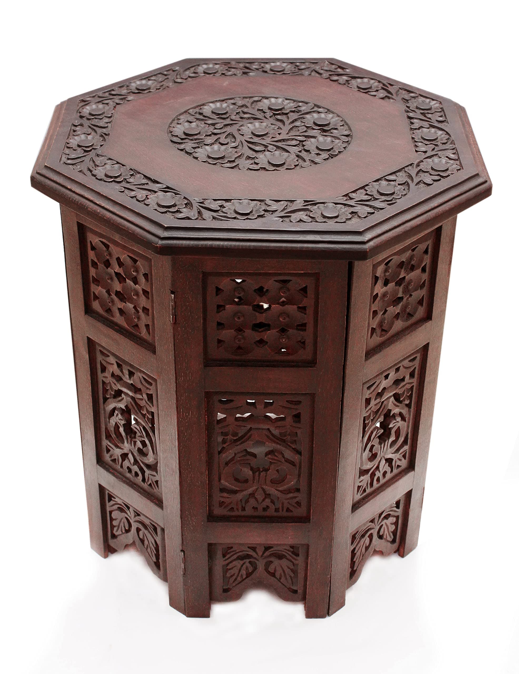 Carved Wood Octagon Coffee Table