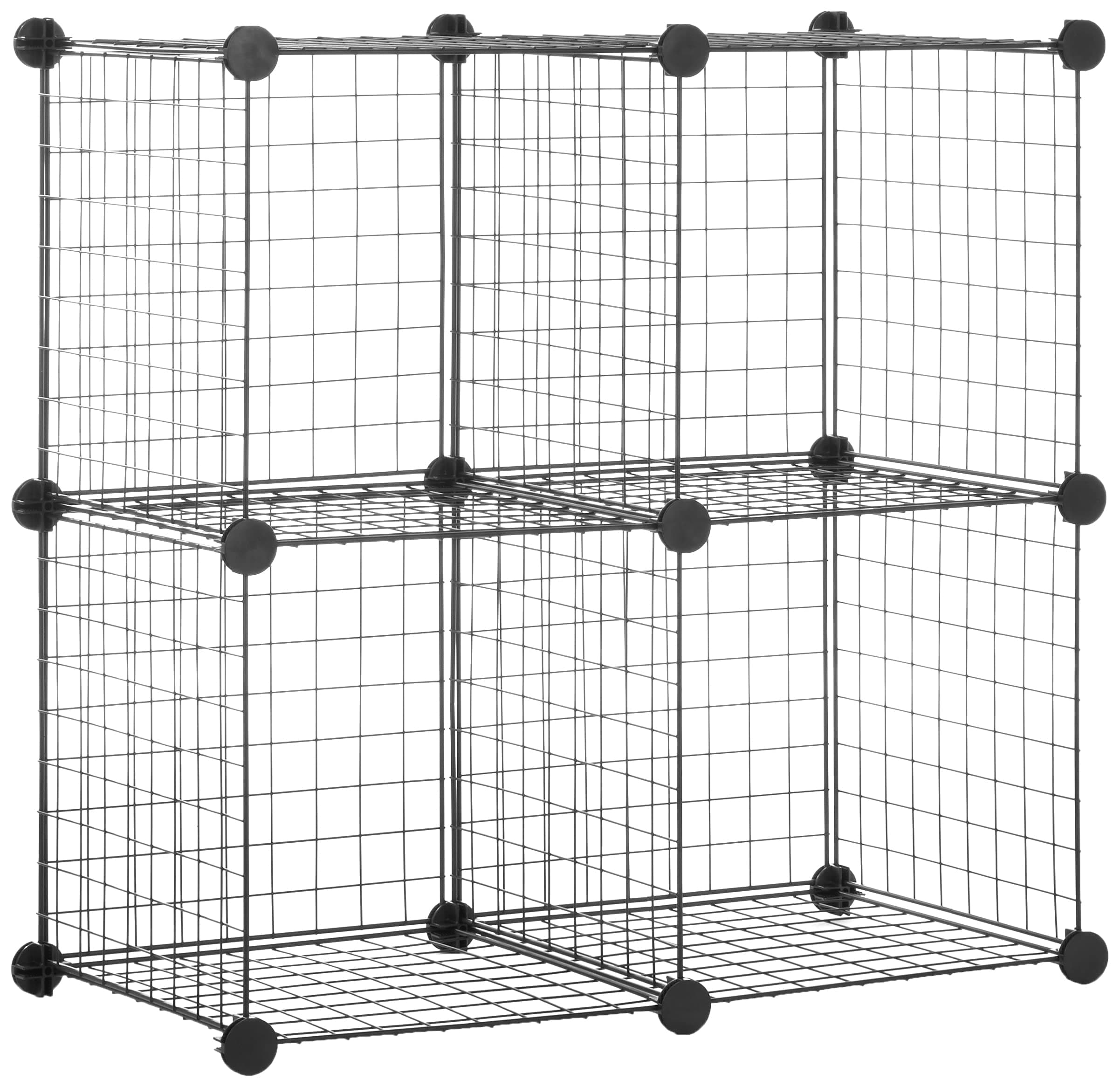 Amazon Basics 4 Cube Wire Storage Shelves, Black, 36.98 x 76.96 x 76.96 cm