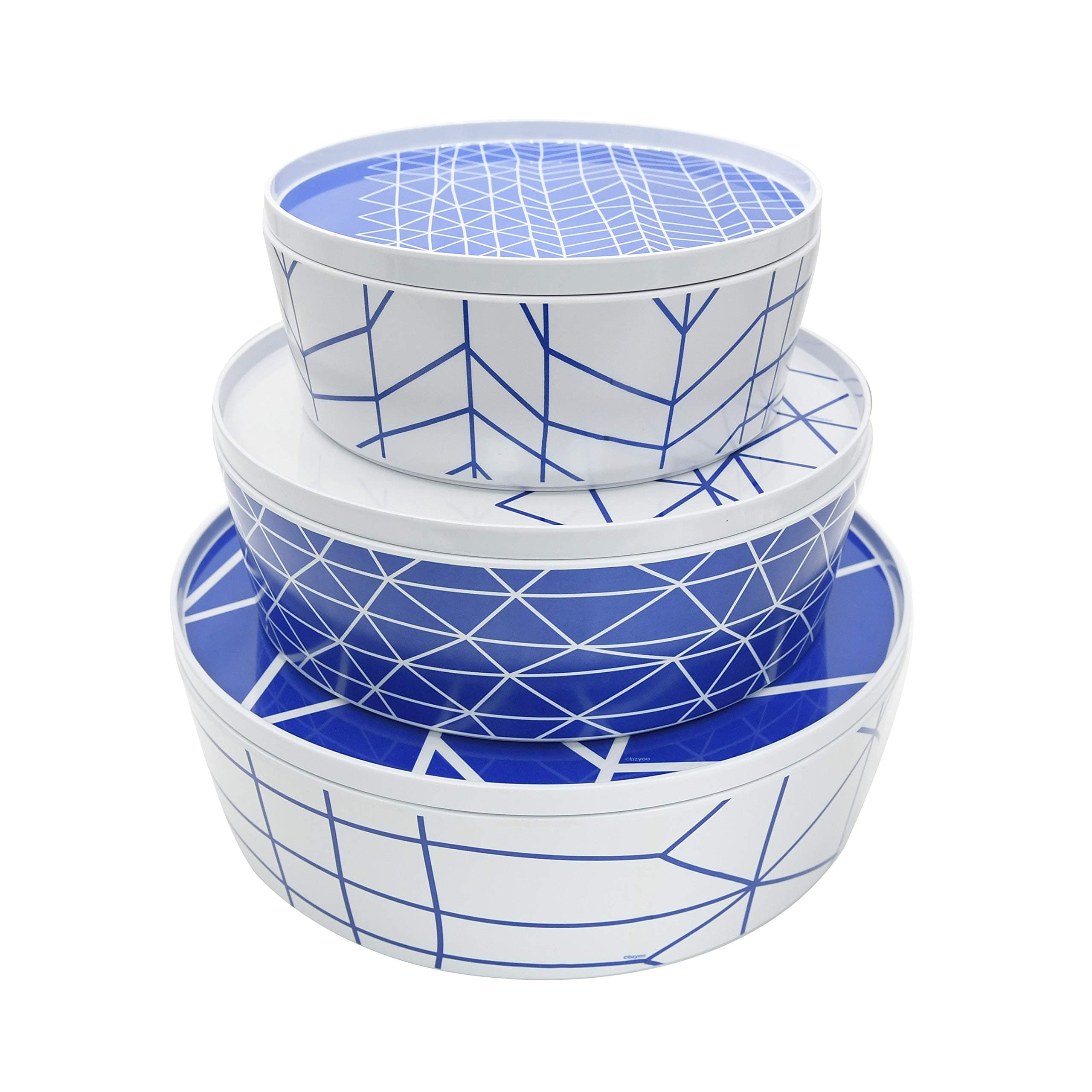 bzyoo BPA-Free Dishwasher Safe and Stack-able 100% Melamine Plastic Spidy Dinnerware Tray and Serving Bowls Set contain Salad Bowl & Dinner Plate for Picnic Festival Party (Spidy Blue)