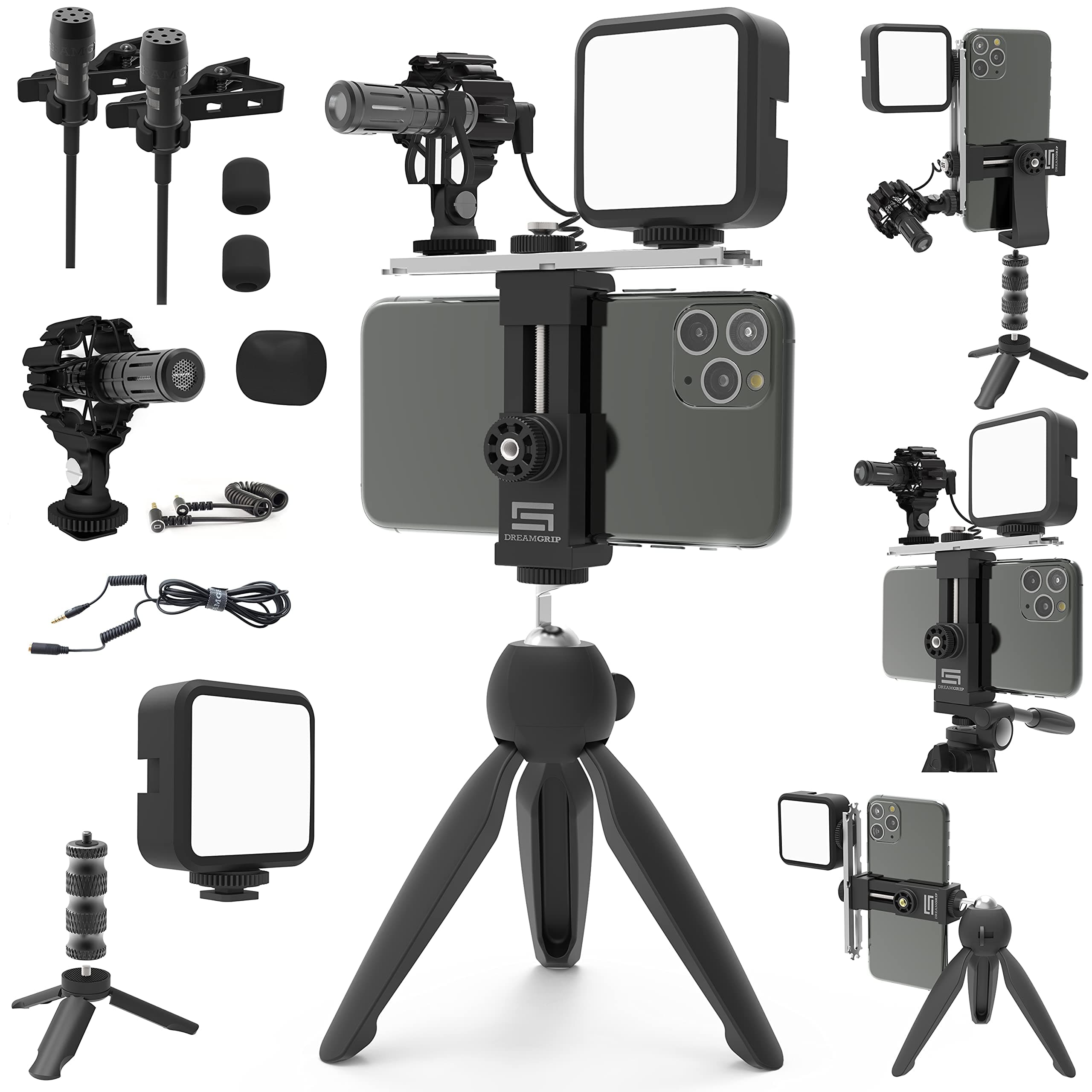 SCOUT MOJO 2 Plus Modular Rig Kit with 3 Microphones,LED Light,and ALL-IN Accessories Set for PRO Video Production with Any Smartphone for Journalists,Vloggers,YouTubers,and Content Creators