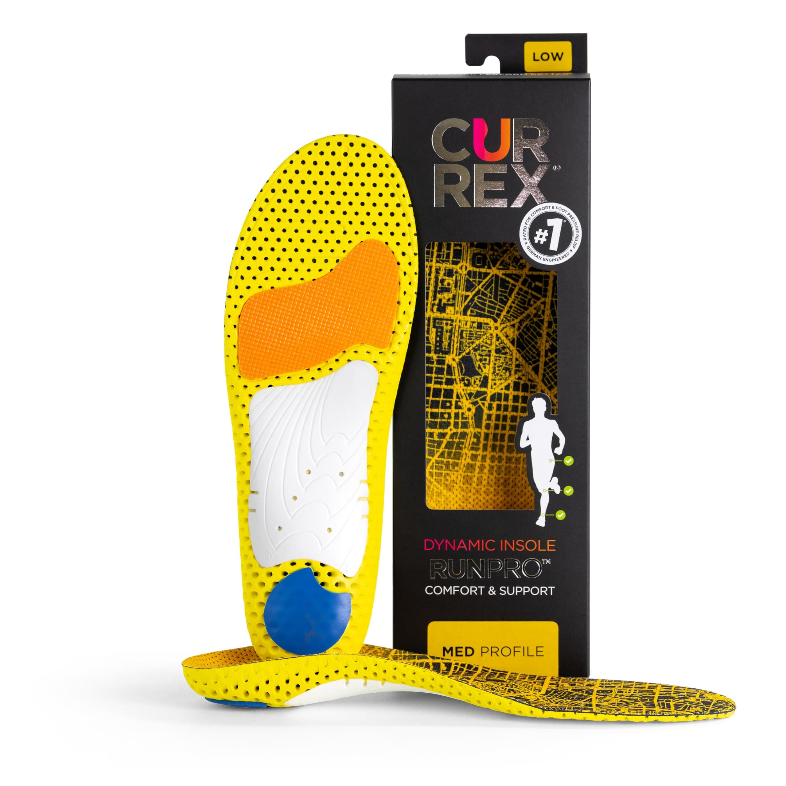 CURREX RunPro Insoles for Running Shoes, Arch Support Inserts to Help Reduce Fatigue, Prevent Injuries, Boost Performance for Men & Women (Medium Arch, Size Medium)