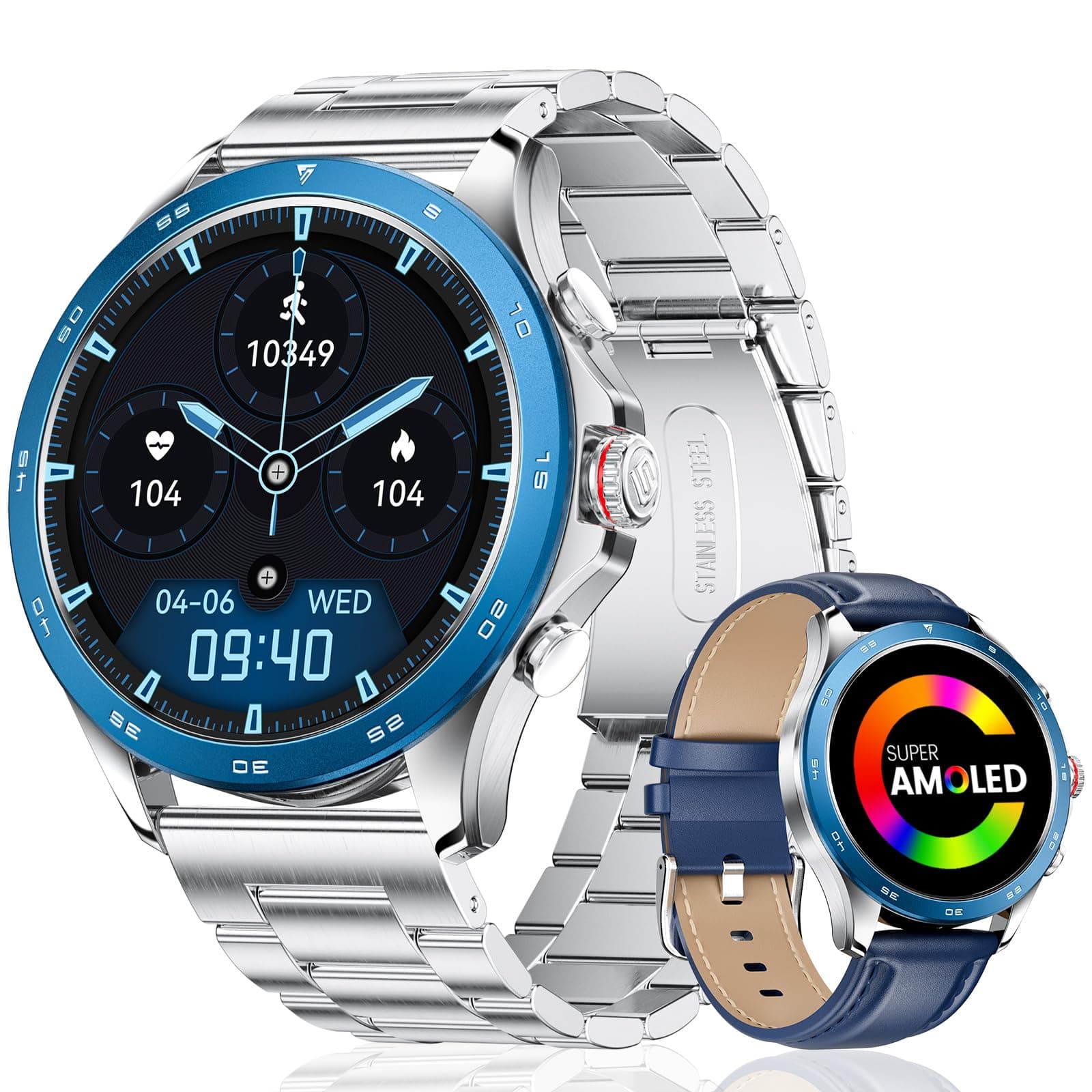 LIGE Smart Watch for Men with 1.43'' AMOLED/400mAh,Smartwatch for iOS Android,Dial Answer Calls Voice Assistant Health Monitor,100+ Sports Modes IP68 Waterproof Fitness Tracker Watch