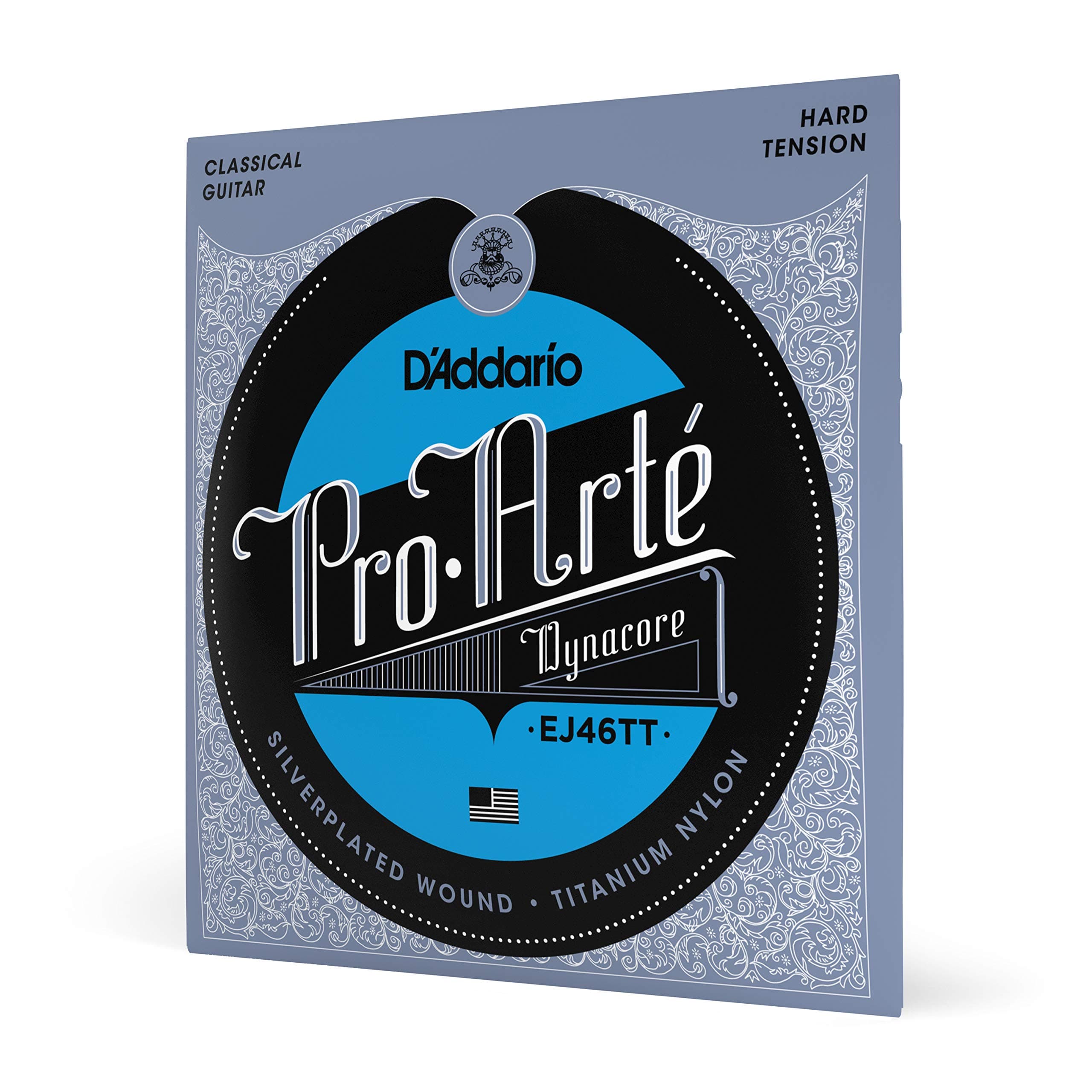 Guitar Strings - Pro-Arte Classical Guitar Strings - EJ46TT Dynacore - Silver Plated Wrap, Composite Dynacore, Titanium Nylon Trebles - Hard Tension, 1-Pack