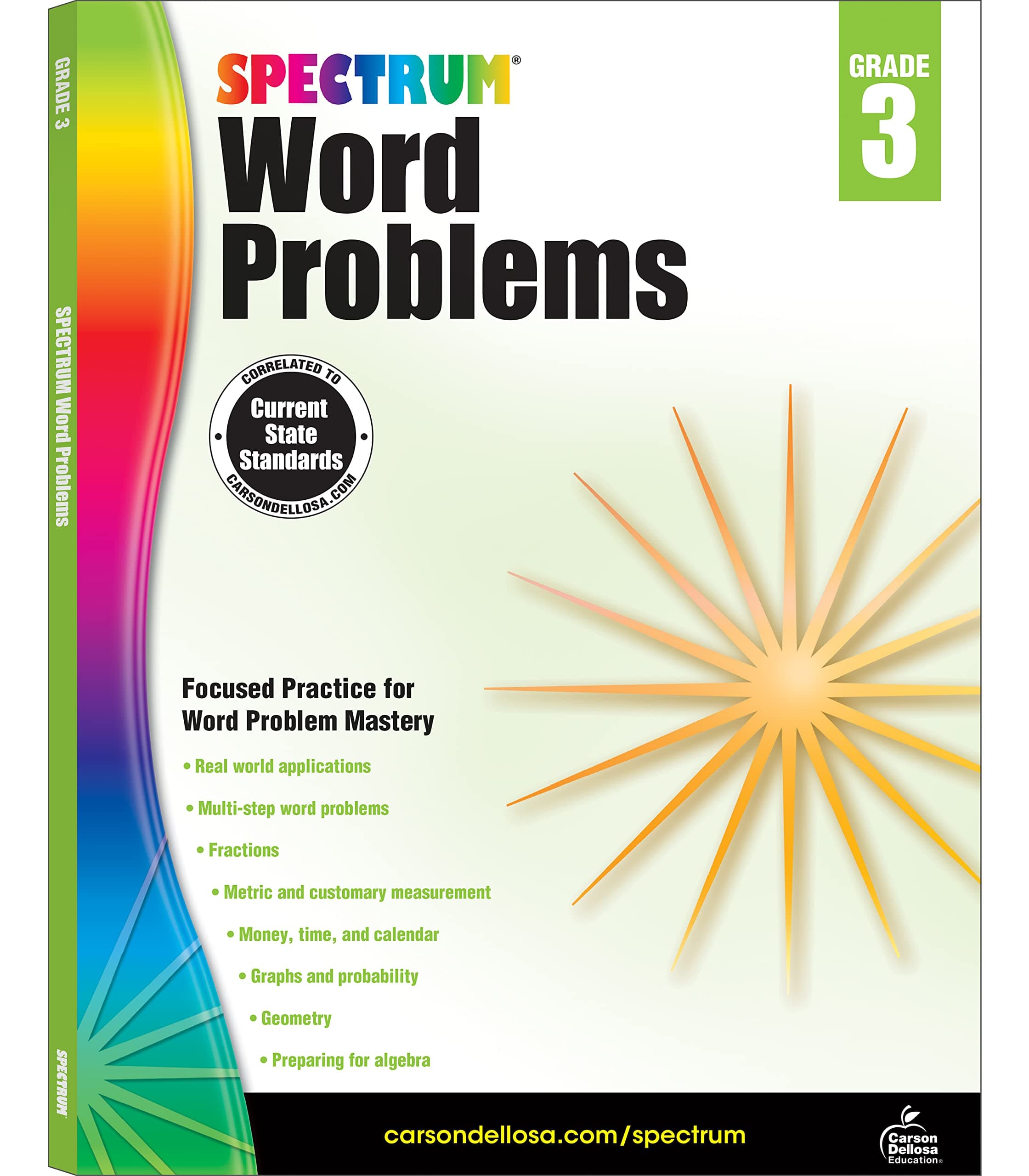 Spectrum Word Problems 3rd Grade Math Workbook, Geometry, Algebra Prep, Fractions, Telling Time, Money, and More Mathematics, Classroom or Homeschool Curriculum (Volume 76)