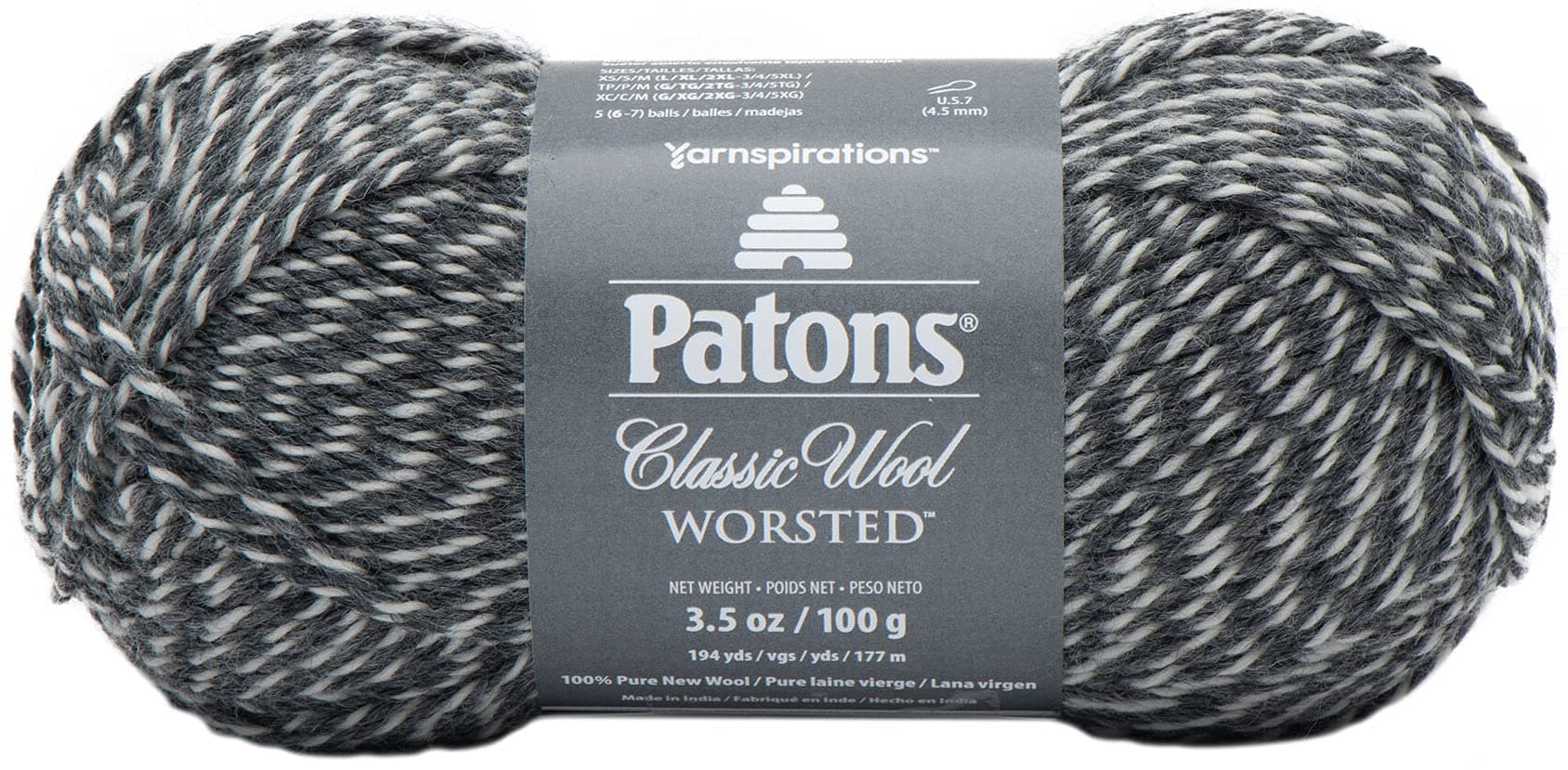 Classic Wool Yarn, 3.5oz, Gauge 4 Medium, 100% Wool Dark Grey Marl - For Crochet, Knitting & Crafting