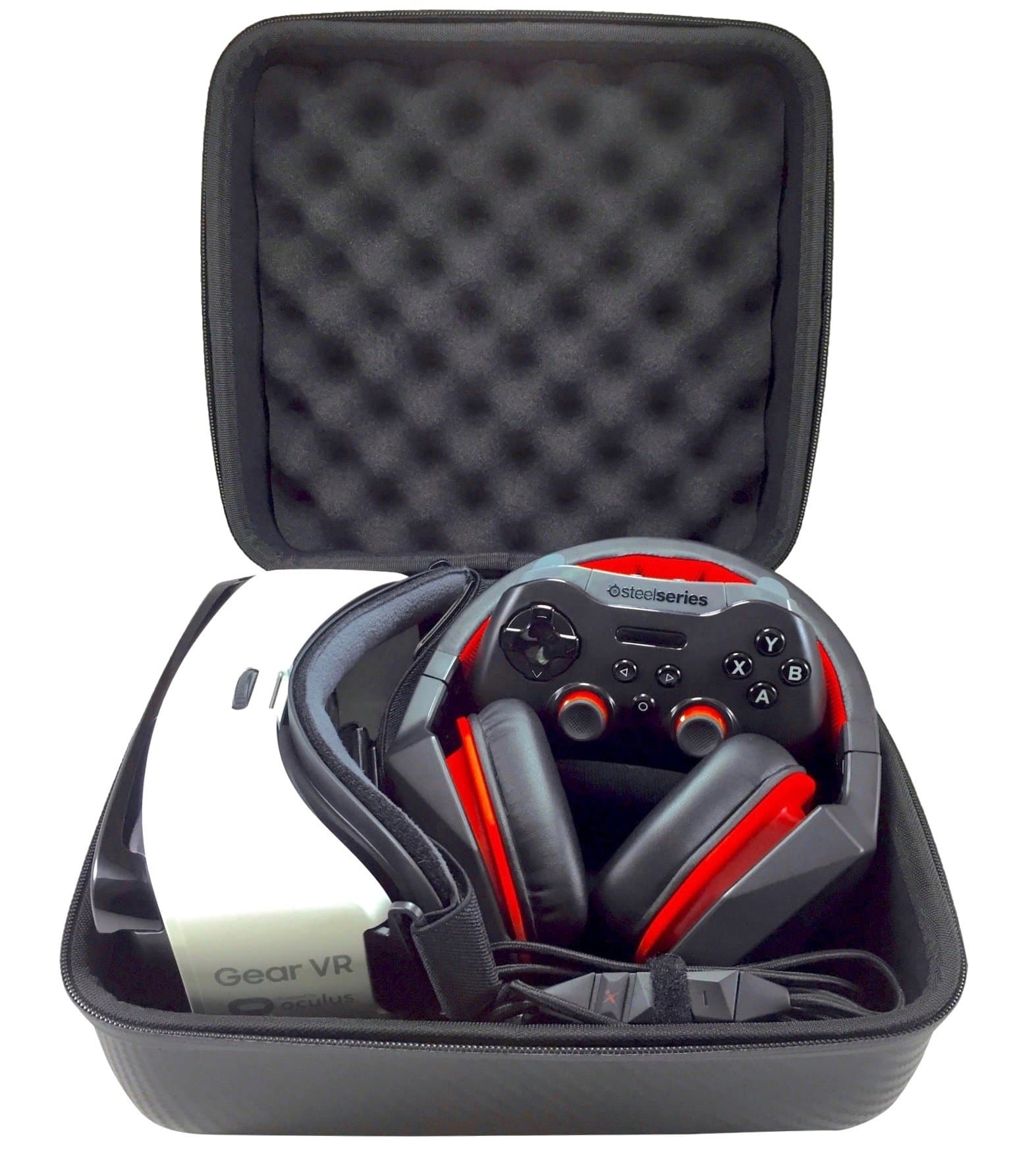 Graphein VR Headset and Accessory Case with Egg Crate Foam - Carbon Fiber