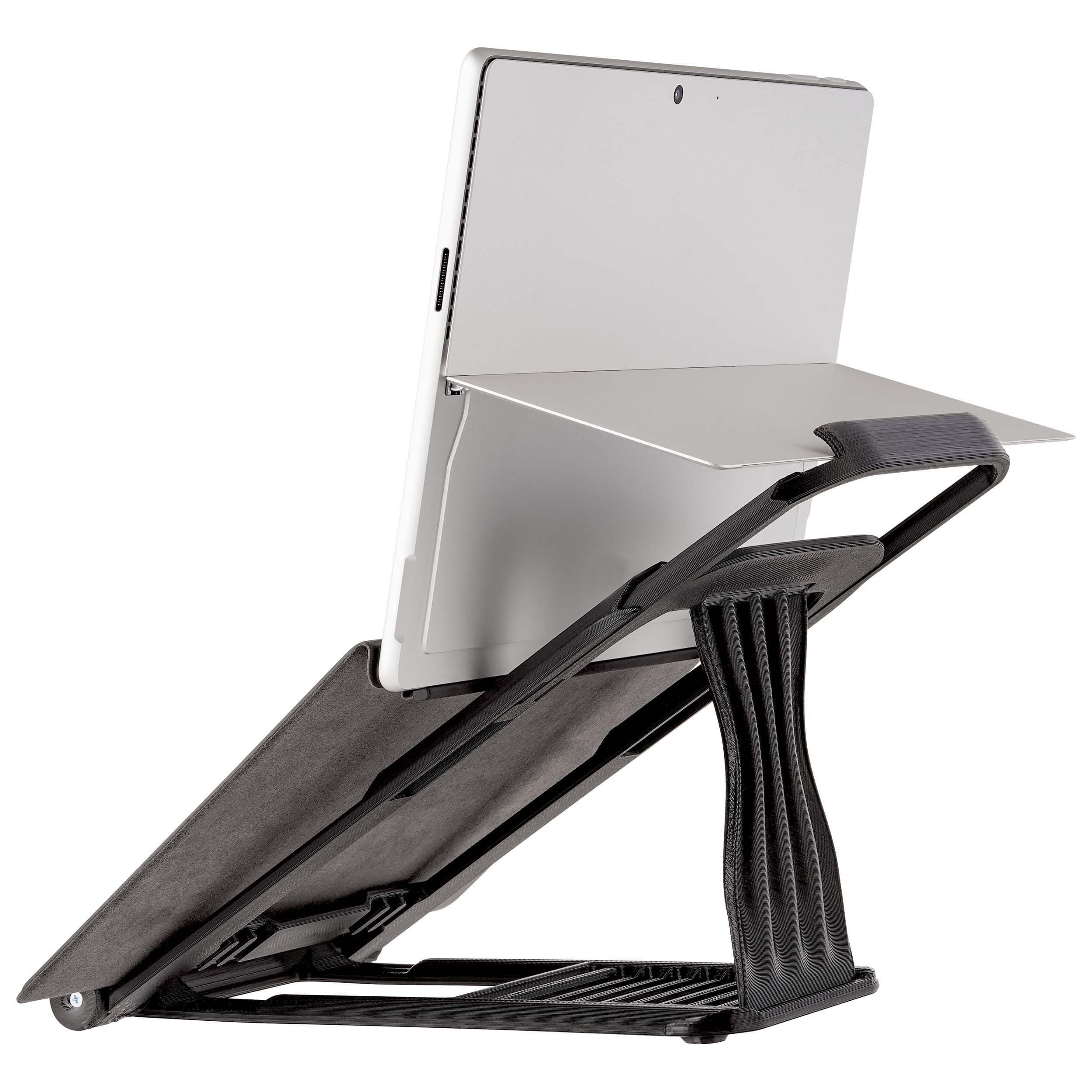 Stand for Surface Pro - with Keyboard Attached - Super Surface Stand Reduces Neck Pain - Look Better in Online Meetings with a Surface Pro Desk Stand, Adjustable, Easy to Use, Rigid
