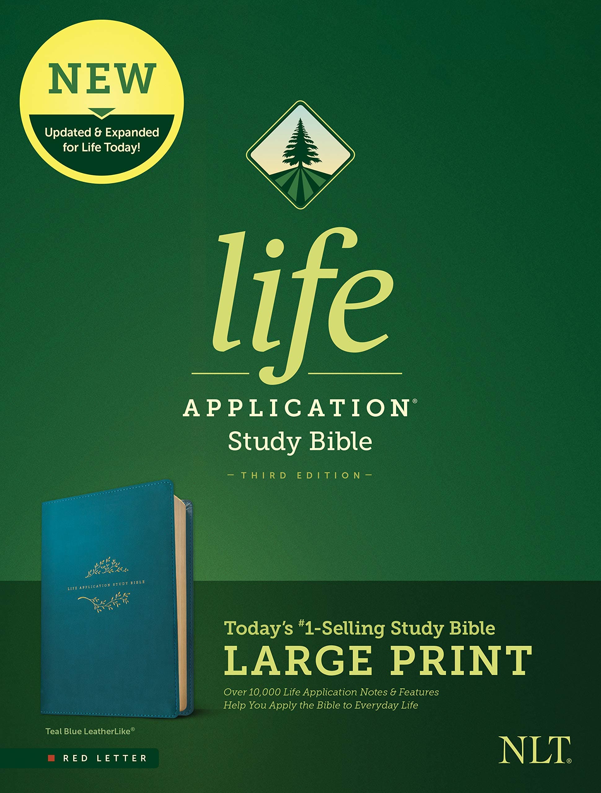 NLT Life Application Study Bible, Third Edition, Large Print: New Living Translation, Teal Blue, Leatherlike, Red Letter