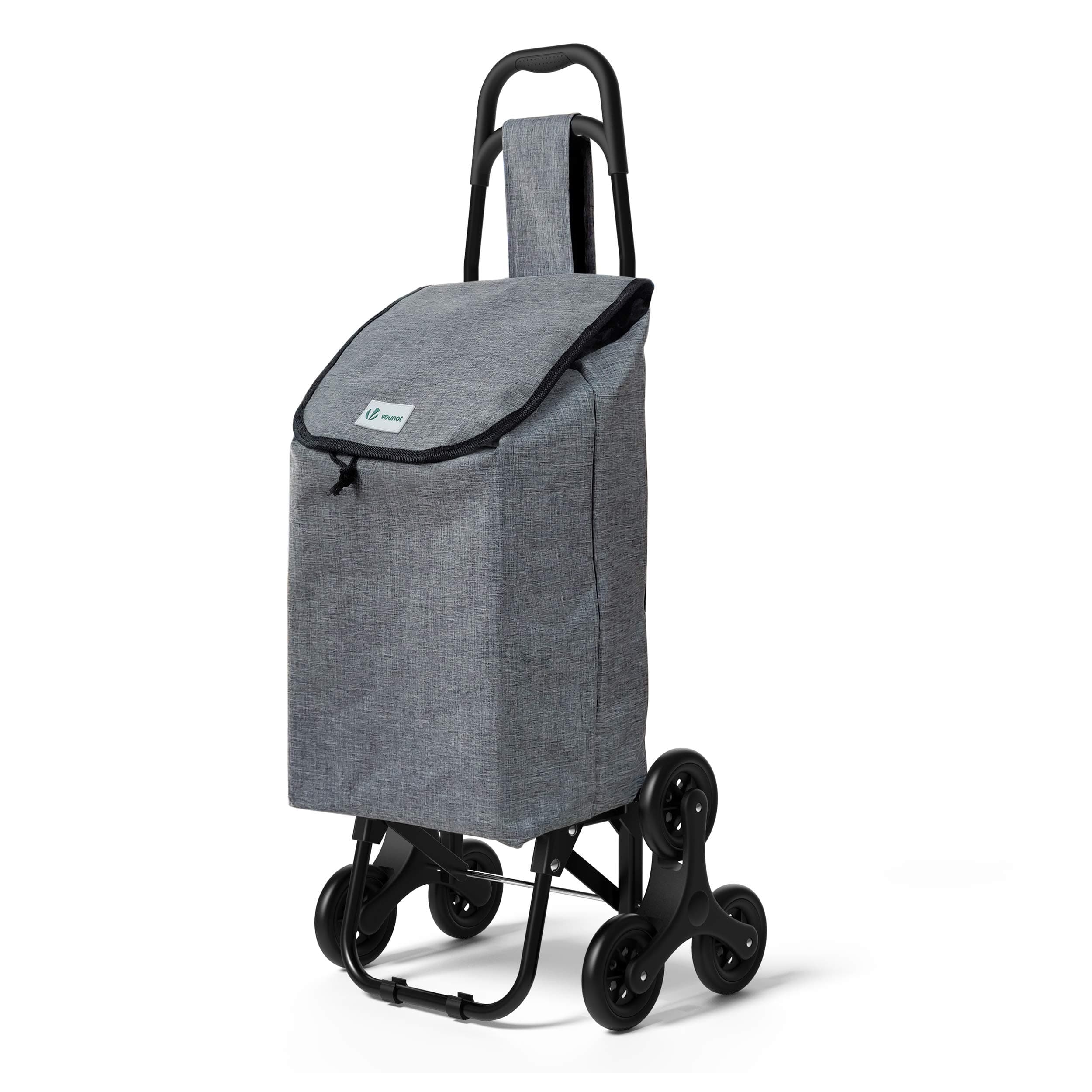 VOUNOT Folding Shopping Trolley on 6 Wheels, Stair Climbing Shopping Cart, Grocery Trolley, Oxford Grey