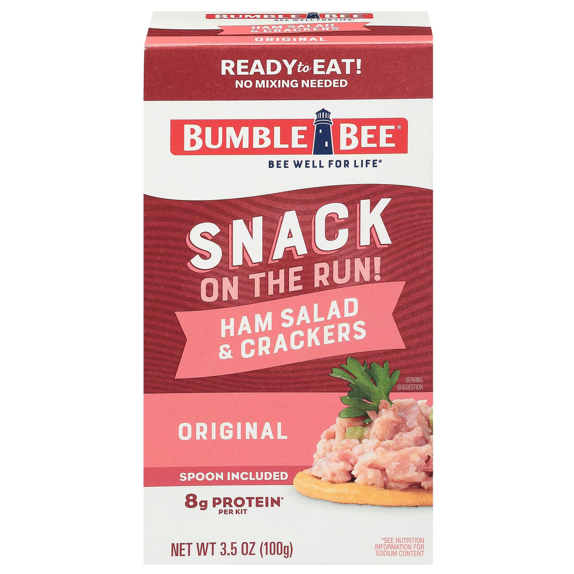 Bumble Bee Snack On The Run! Protein Snack Pack - Ham Salad with Crackers - 8g Protein per Box - Ready to Eat Easy-Open Can (Pack of 1)