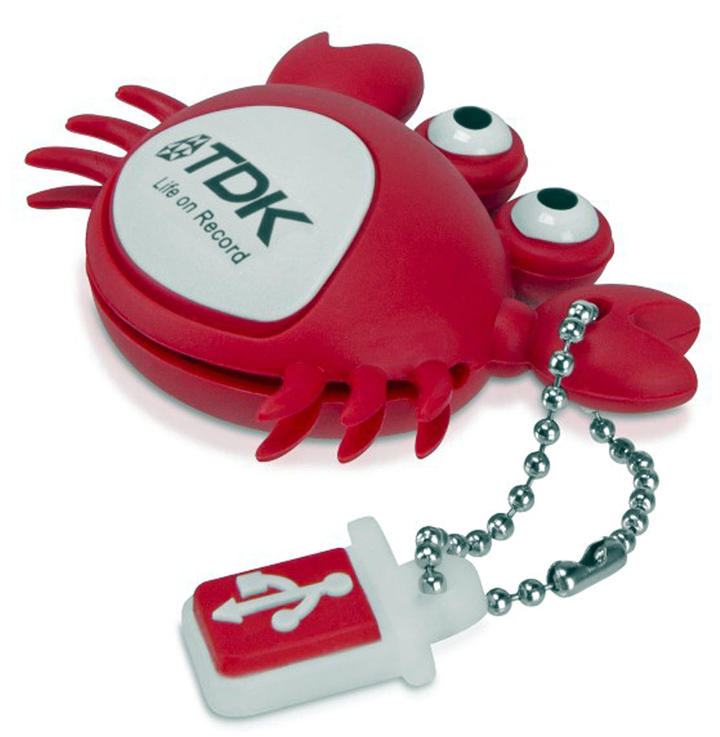 TDK Novelty 8GB USB 2.0 Flash Drive Memory Stick with Keychain Attachment - Crab