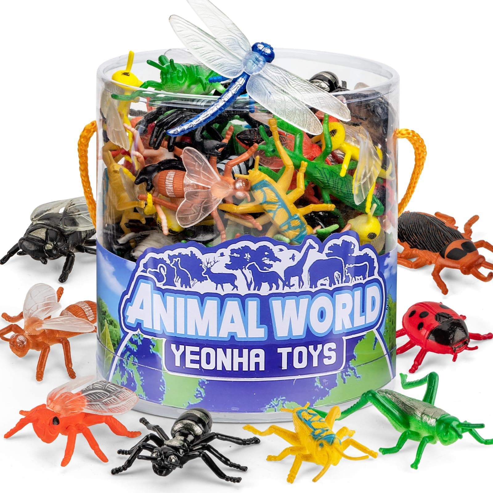 60 Piece Mini Insect Toys with Gift Box, Plastic Bug Figure for Kids, Fake Bug Theme Party Decoration, School Project Sensory Bins, Classroom Reward, Halloween Goody Bag Filler Gift, Cupcake Topper