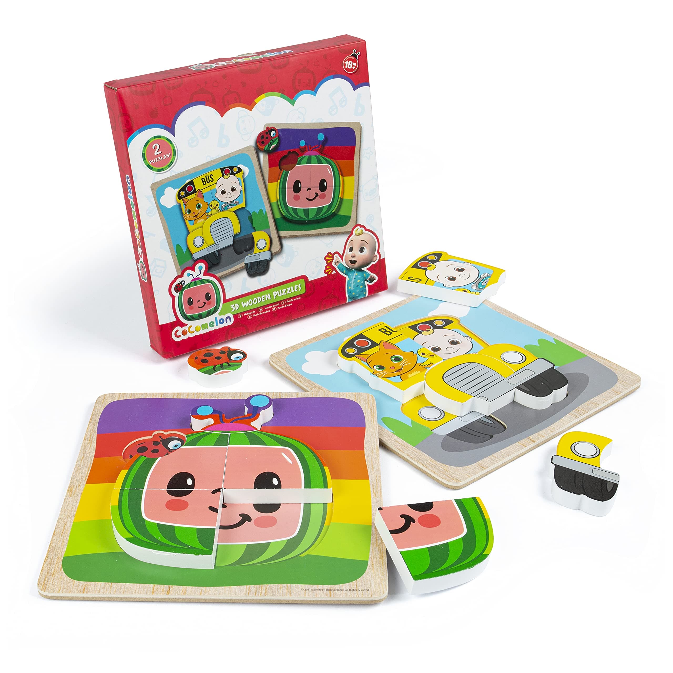 2-Pack 3D Wooden Puzzles - Early Development & Activity Toys - Jigsaws For Children Age 2