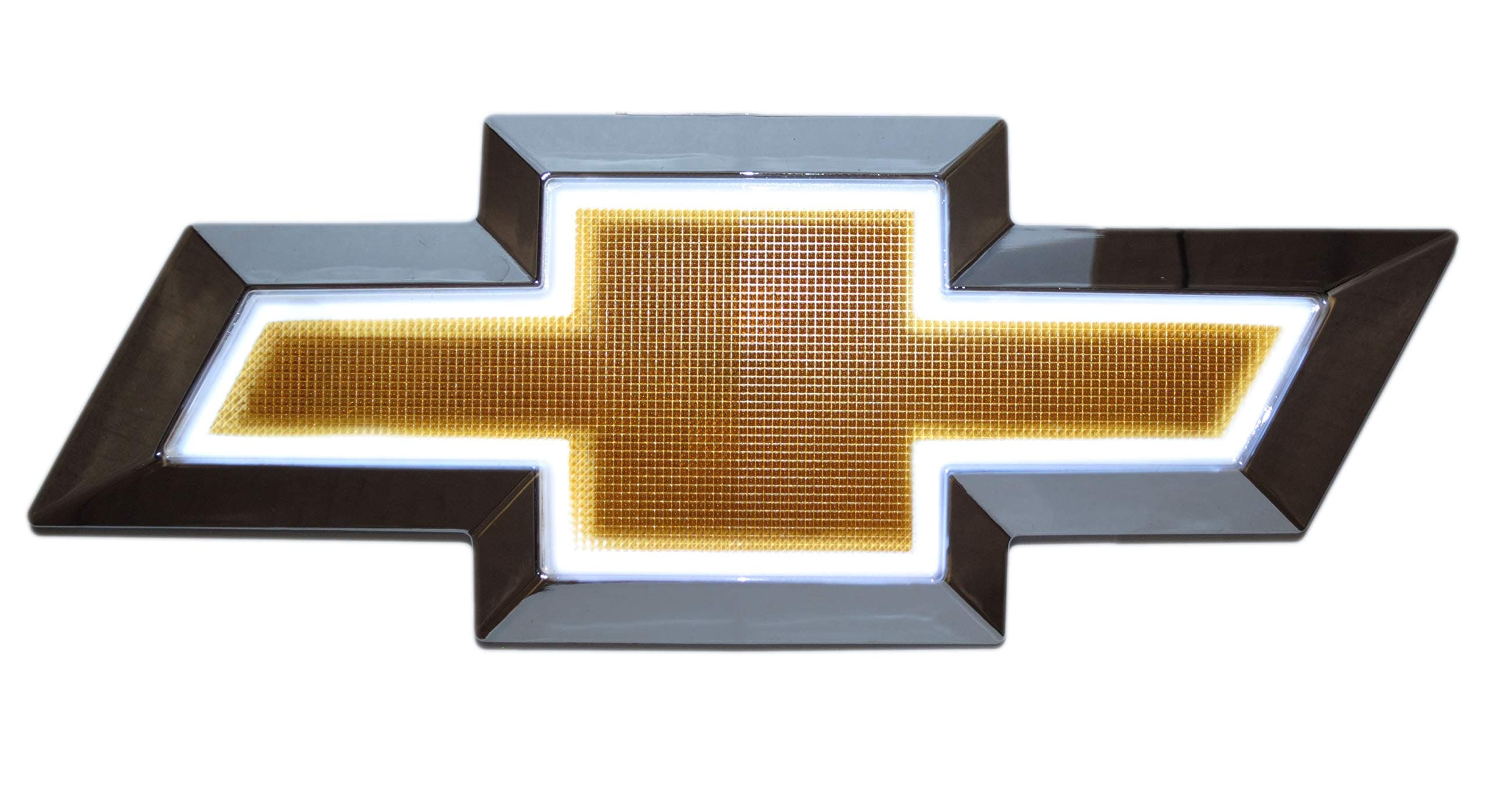 Front Grille Bowtie with LED Light-Up -Black & White or Gold & White- Fits 2007 2008 2009 2010 2011 2012 2013 Silverado 1500 (Gold & White)