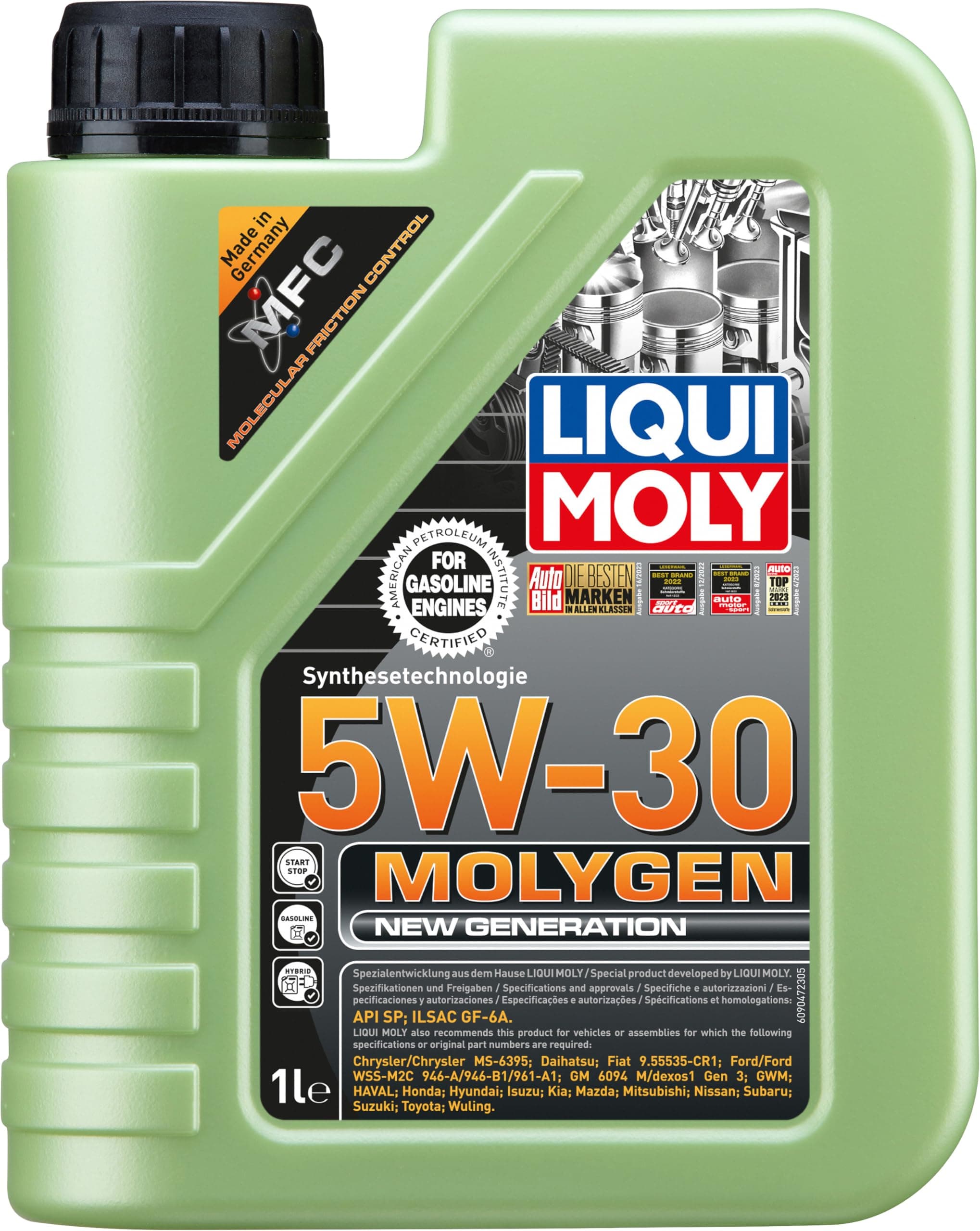 Liqui Moly Molygen New Generation 5W-30 ACEA C2,ACEA C3,API SN Fully Synthetic Engine Oil (1 L) | Compatible with Cruiser, UTV, ATV
