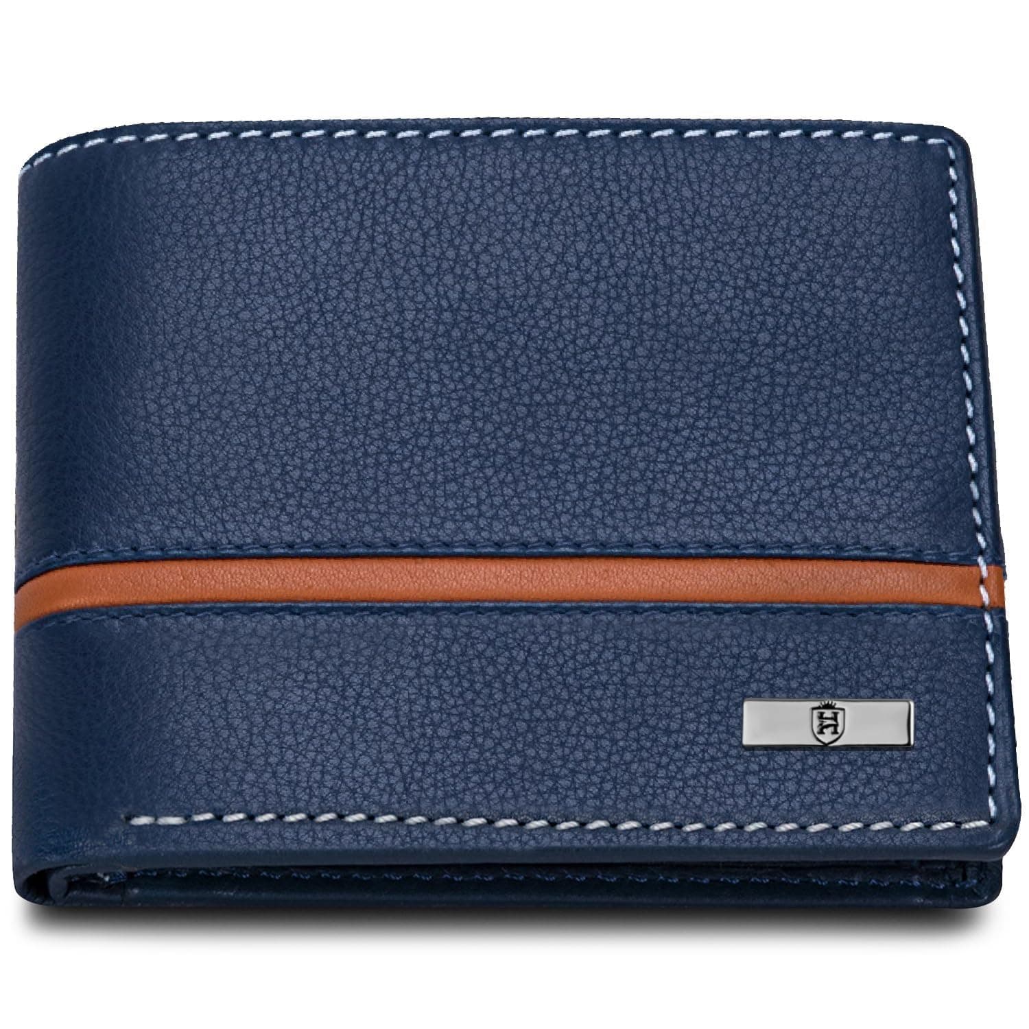 HORNBULL Denial Leather Wallet for Men | Wallets Men with RFID Blocking | Mens Wallet Leather (Navy)