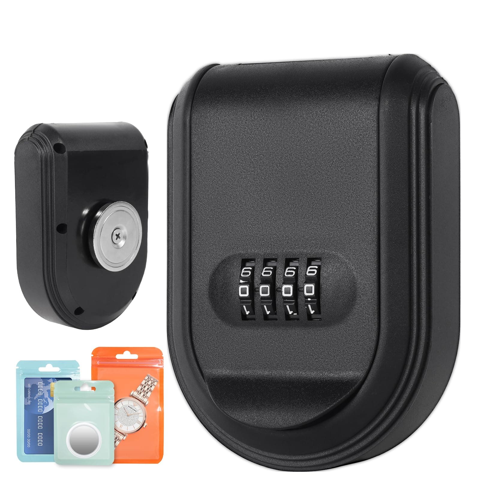 Magnetic Key Lock Box, Key Holder with Combination Lock Under Car, Magnet Hide a Key Box for Spare Key Storage Outdoor, Indoors
