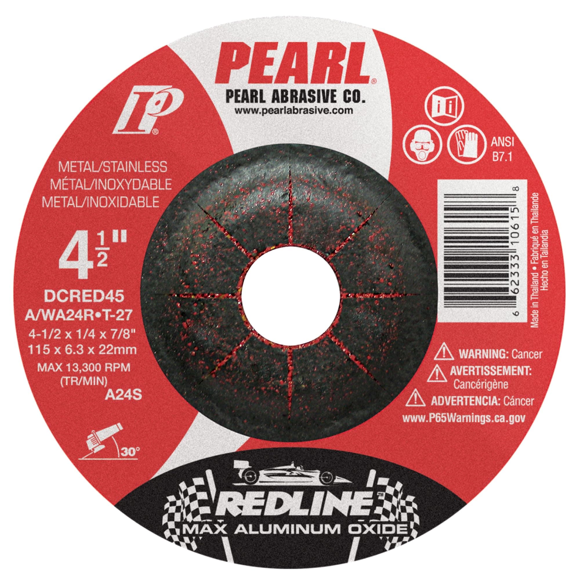 Redline Max A.O.DC Grinding Wheel 4-1/2 x 1/4 x 7/8 A/WA24R T-27, Pack of 25