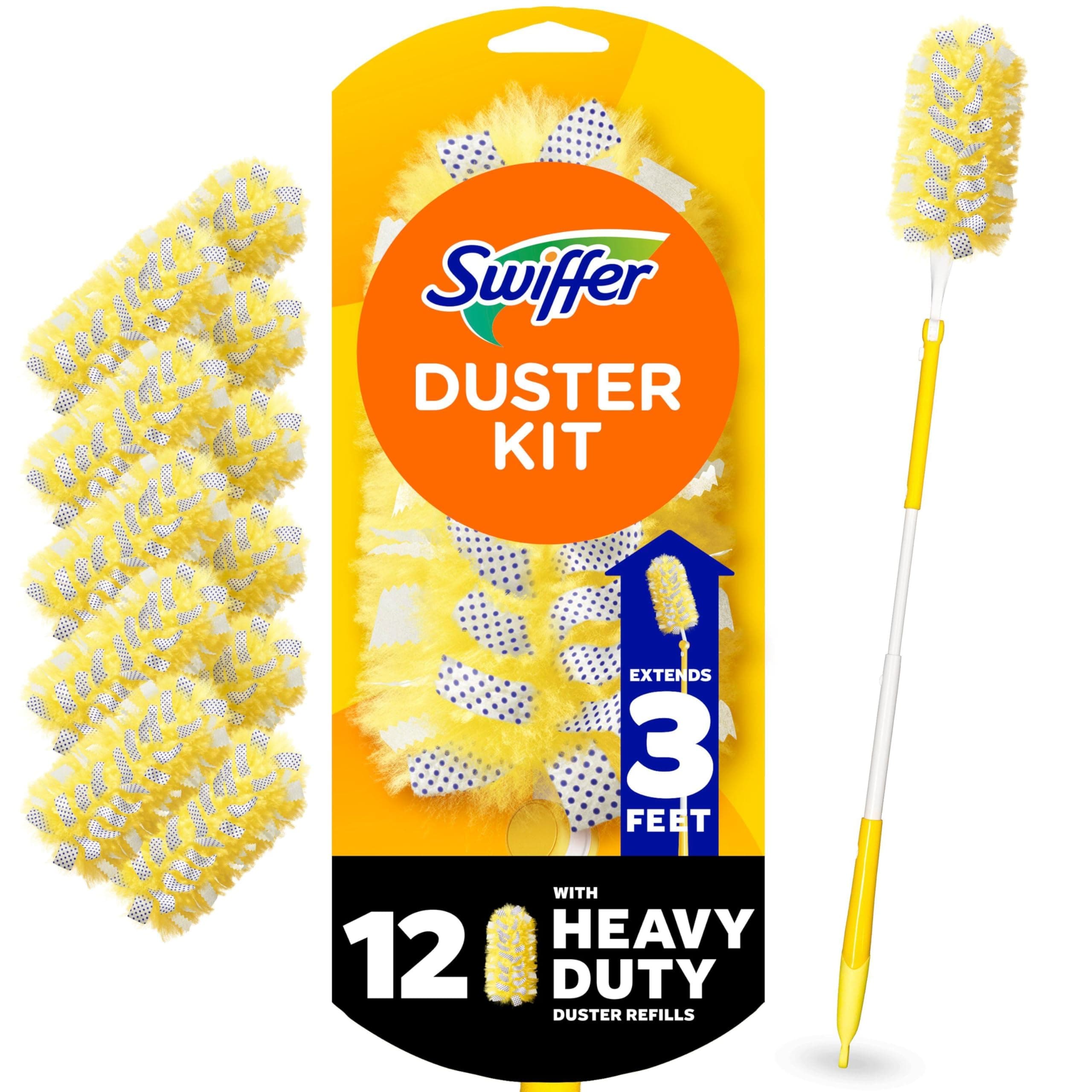 Swiffer Dusters Heavy Duty Extendable Handle Starter Kit With 1 Handle 12 Refills