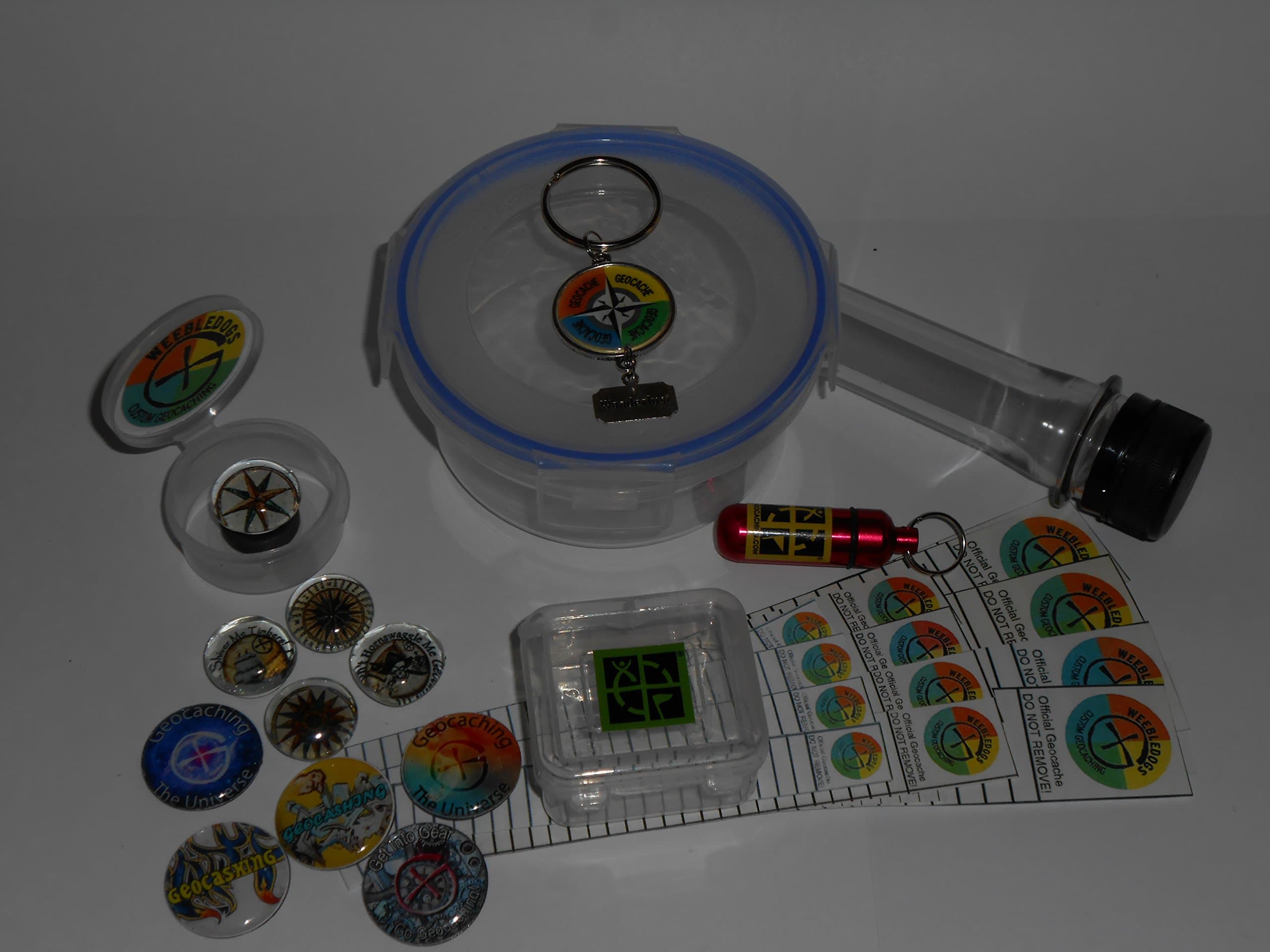 Geocache Container Set - Five Piece DIY Containers with Trade Items Log Sheets