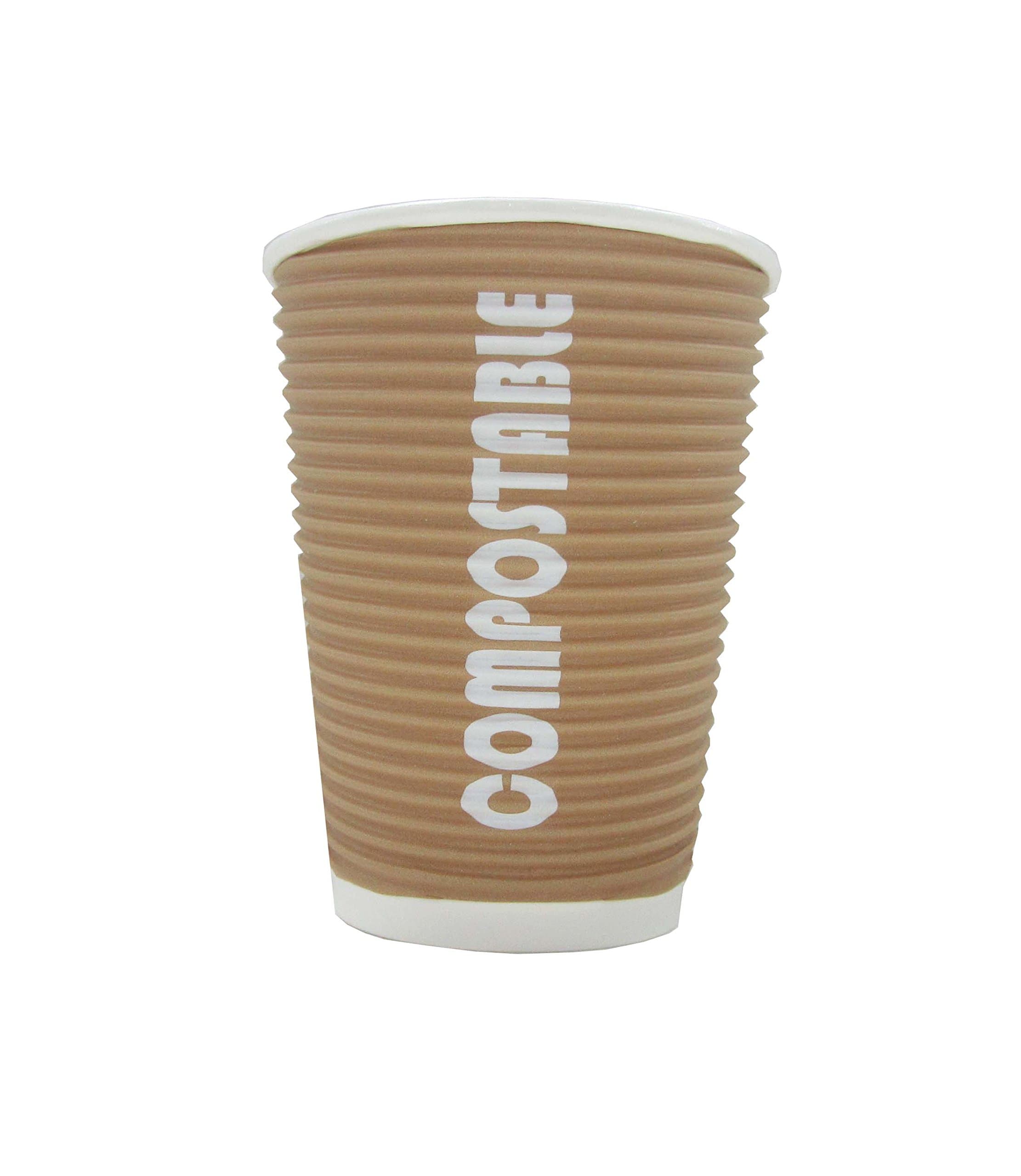 Renewables(TM) Ripple Grip 12 Oz Compostable Hot/cold Cup with Flip Top Lid - 50 Cups and 50 Lids- Eco-friendly