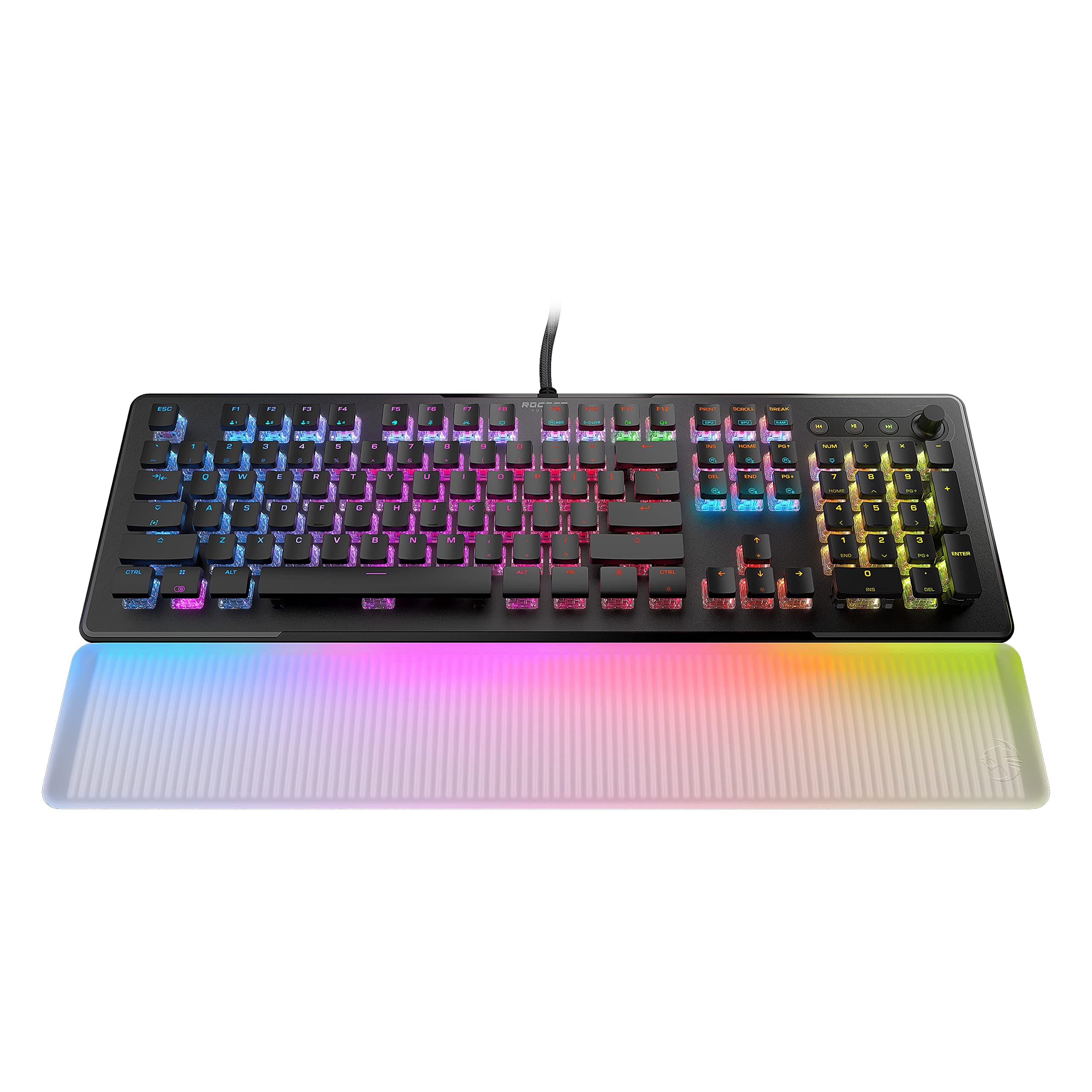 Vulcan II Max – Optical-Mechanical PC Gaming Keyboard with Customizable RGB Illuminated Keys and Palm Rest, Titan II Tactile Linear Switches, Aluminum Plate, 100M Keystroke Durability – Black