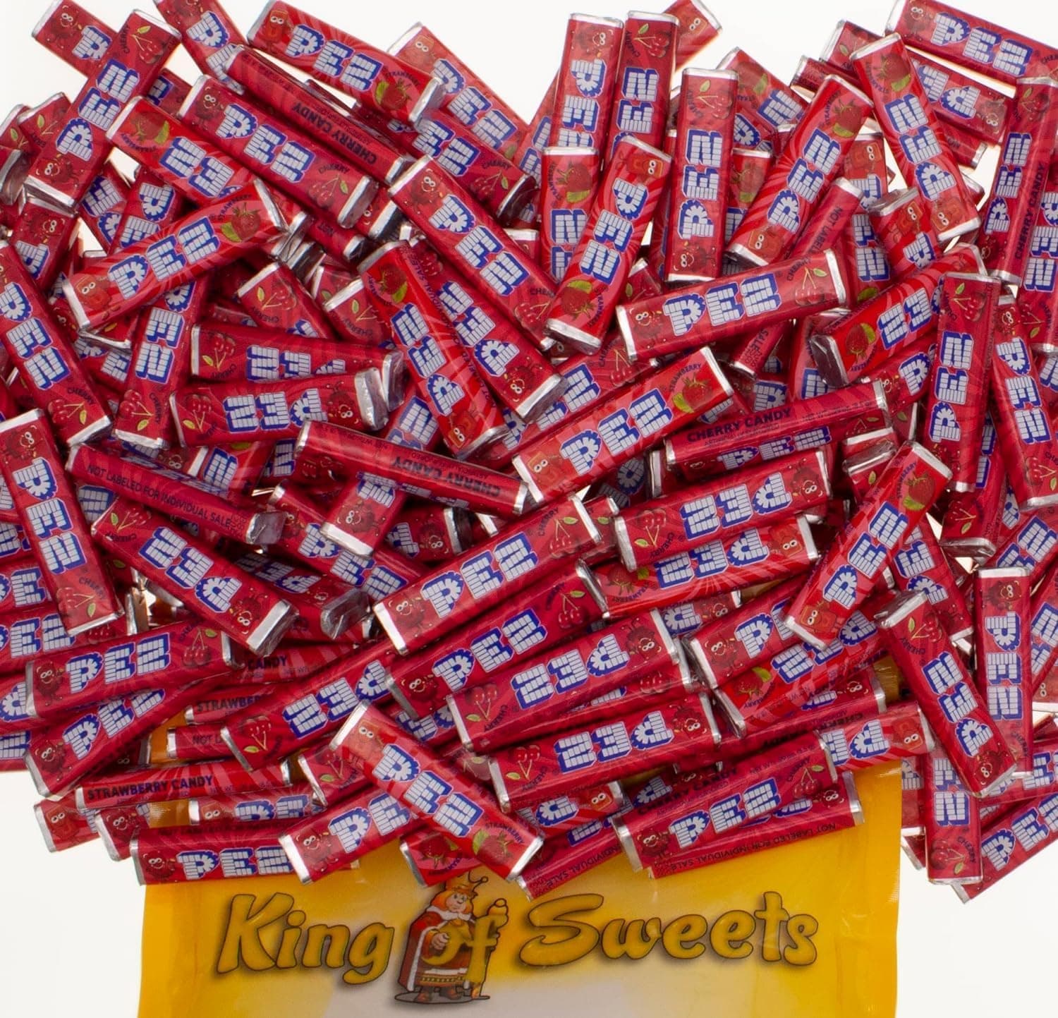 PEZ Candy Refills Cherry Flavored Candy Pack XL 2 Pounds Bulk Wrapped Individually Hard Pressed Candy in a Bulk King of Sweets Bag