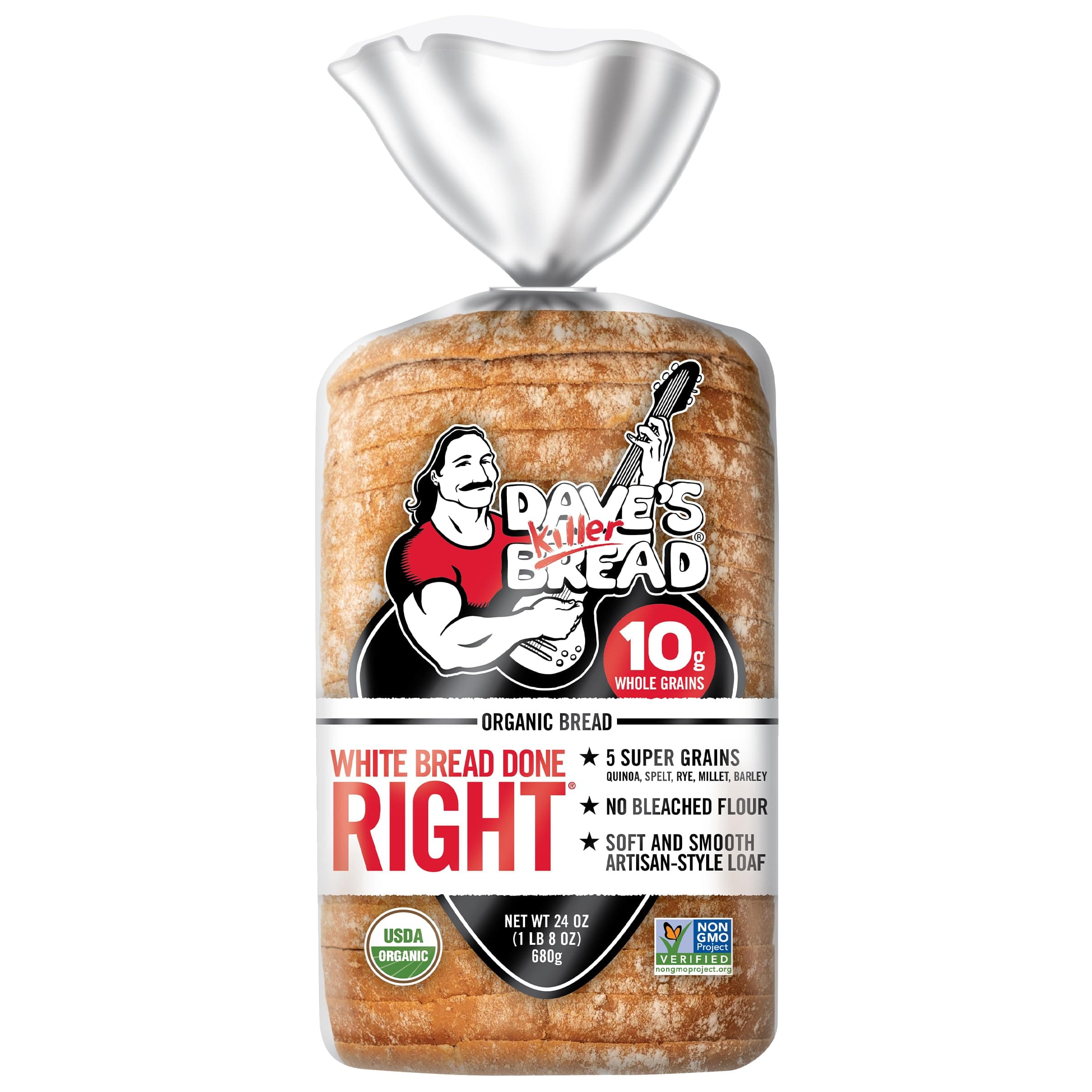 Dave's Killer Bread White Bread Done Right, Artisan-Style Organic White Bread, 24 oz Loaf