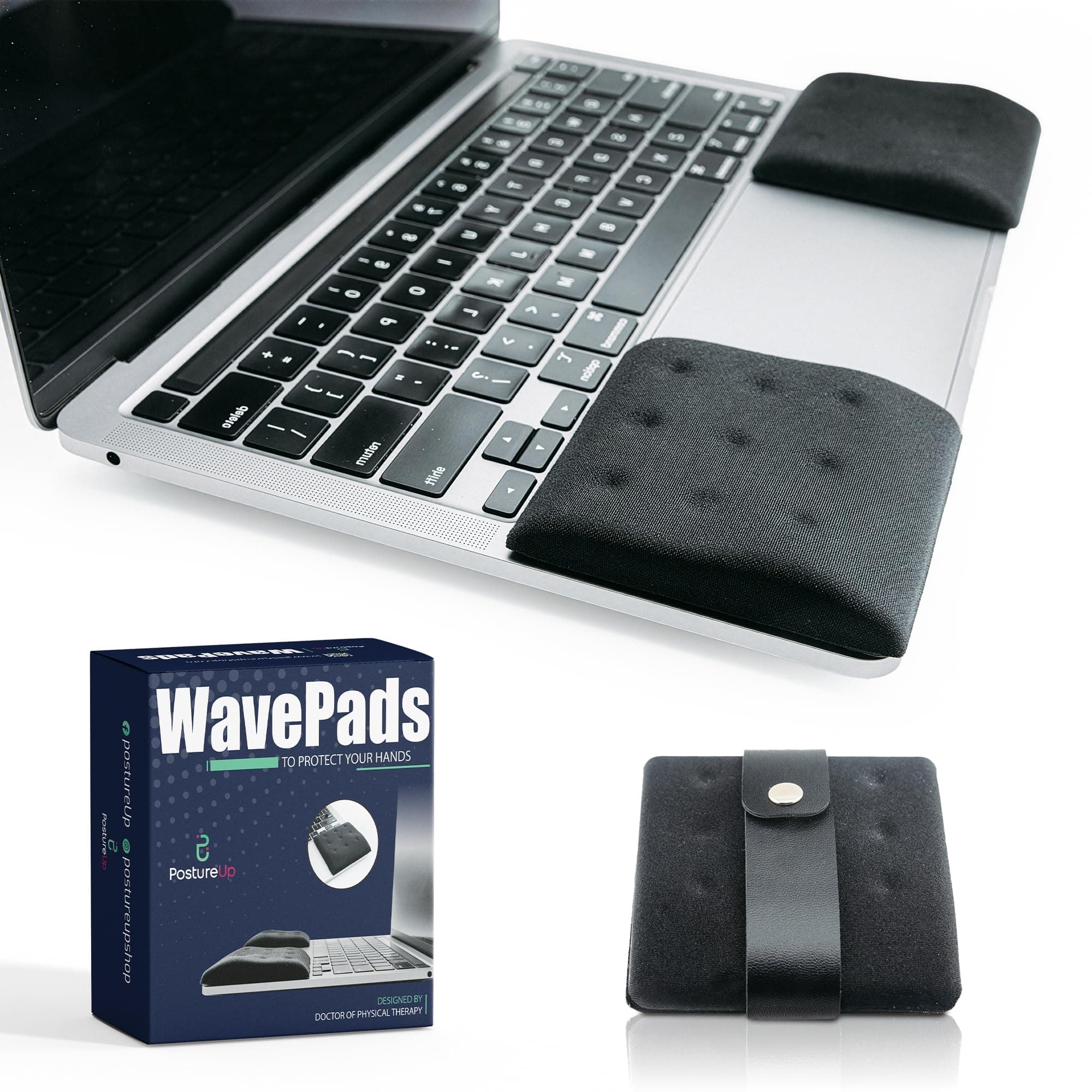 WavePads by PostureUp – Original Two Pack Adjustable Wrist Rests for Laptop and Keyboard Ergonomic Memory Foam Laptop Wrist Pads for Wrist Pain & Carpal Tunnel Relief, Memory Foam Wrist Support Pad