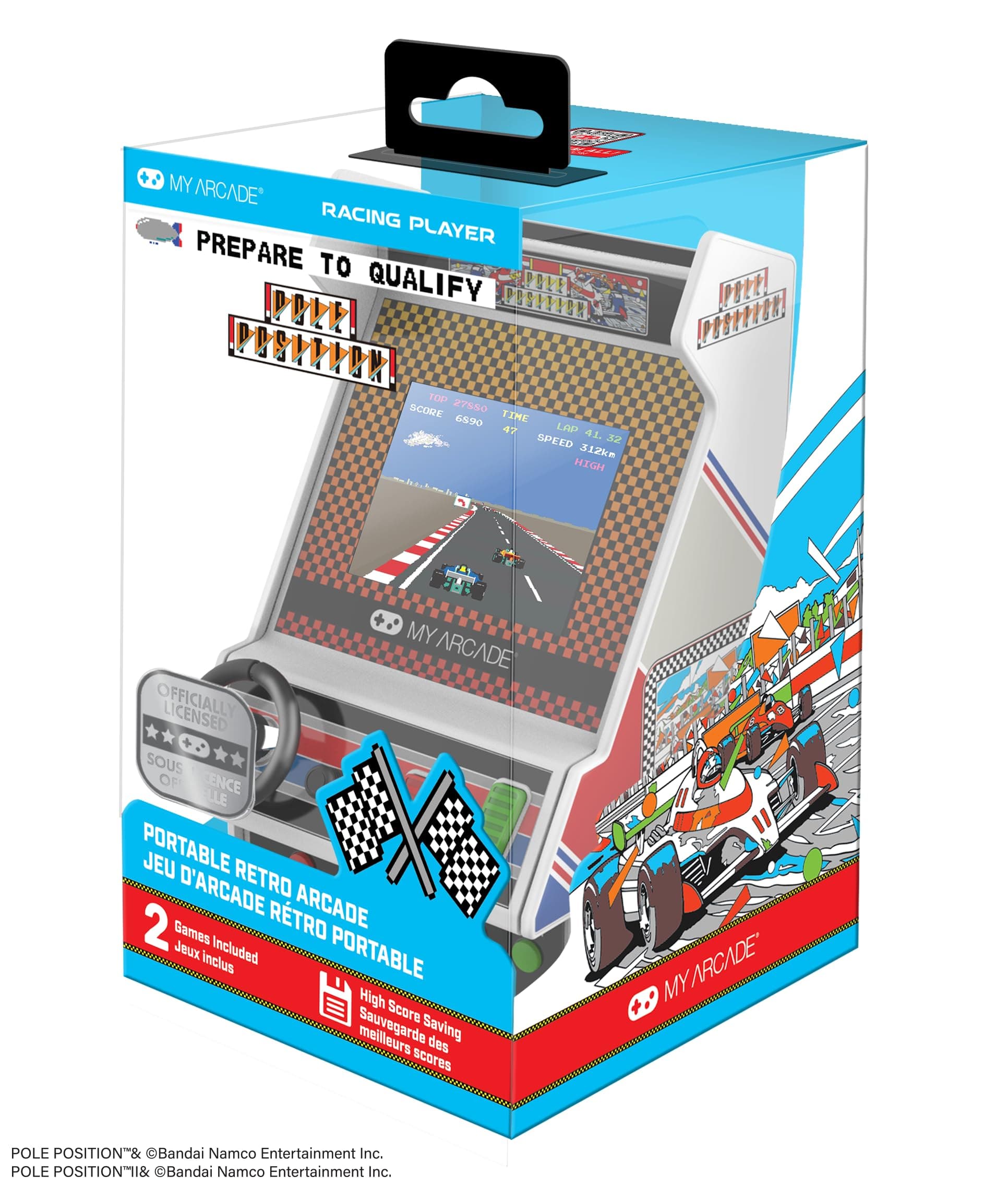 My Arcade Pole Position Racing Player: Retro Arcade Console with 2 Games, Real Racing Controls, Gifts for Kids and Adults, Full Color Screen