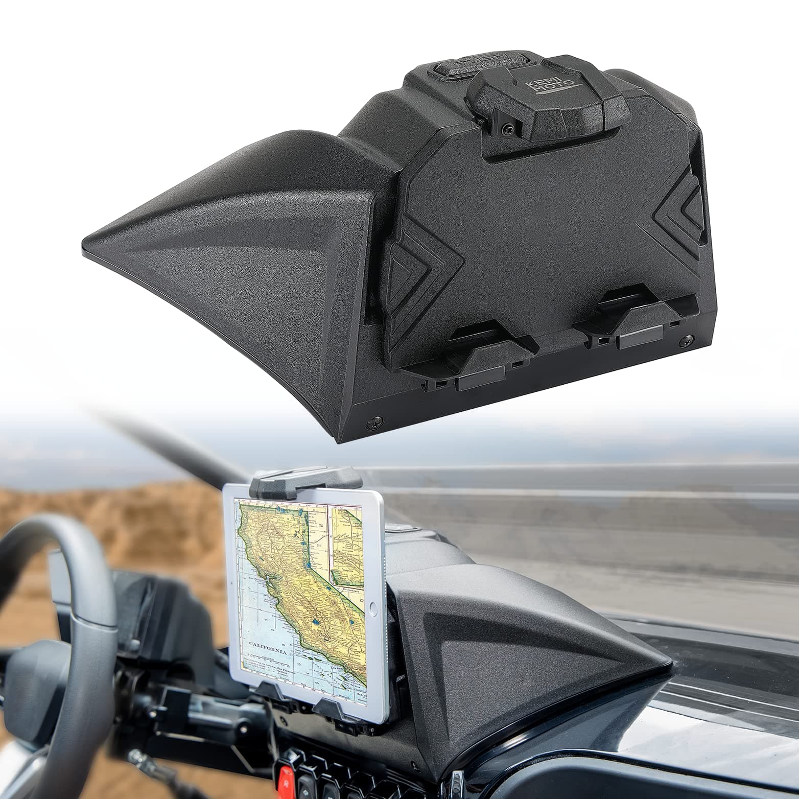 Electronic Device Holder GPS Holder Phone Mount with Storage Box Compatible with 2022-2024 CFMOTO ZForce 950 HO EX/ 2020-2022 ZForce 950 Sport Accessories Adjustable Navigator Tablet Mount