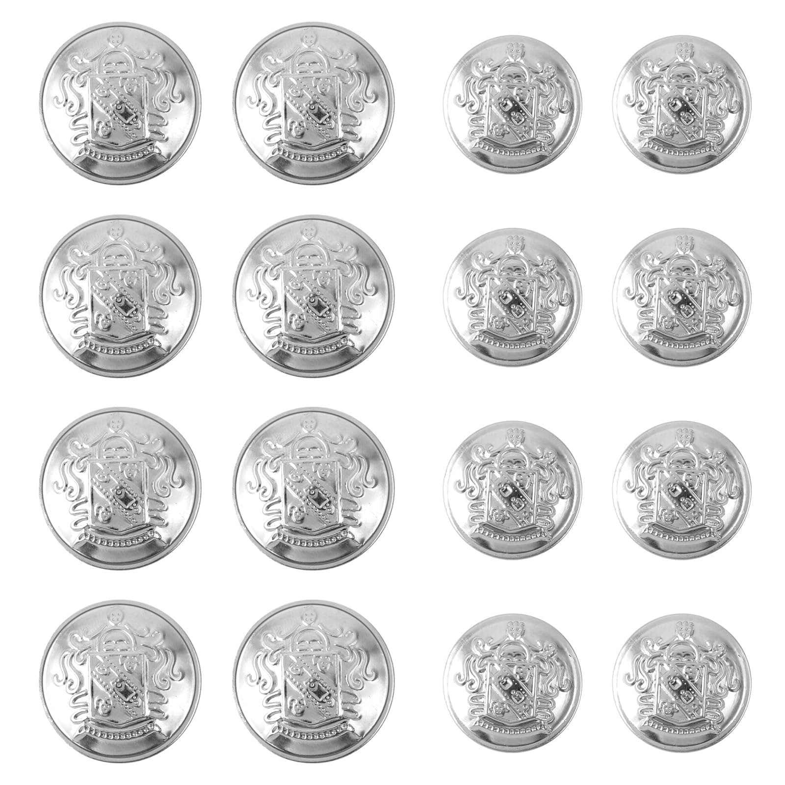 16 PCS Metal Blazer Button Set - 2 Sizes Silver Buttons, Replacement Jeans/Blazer Jacket Buttons (18mm, 25mm)
