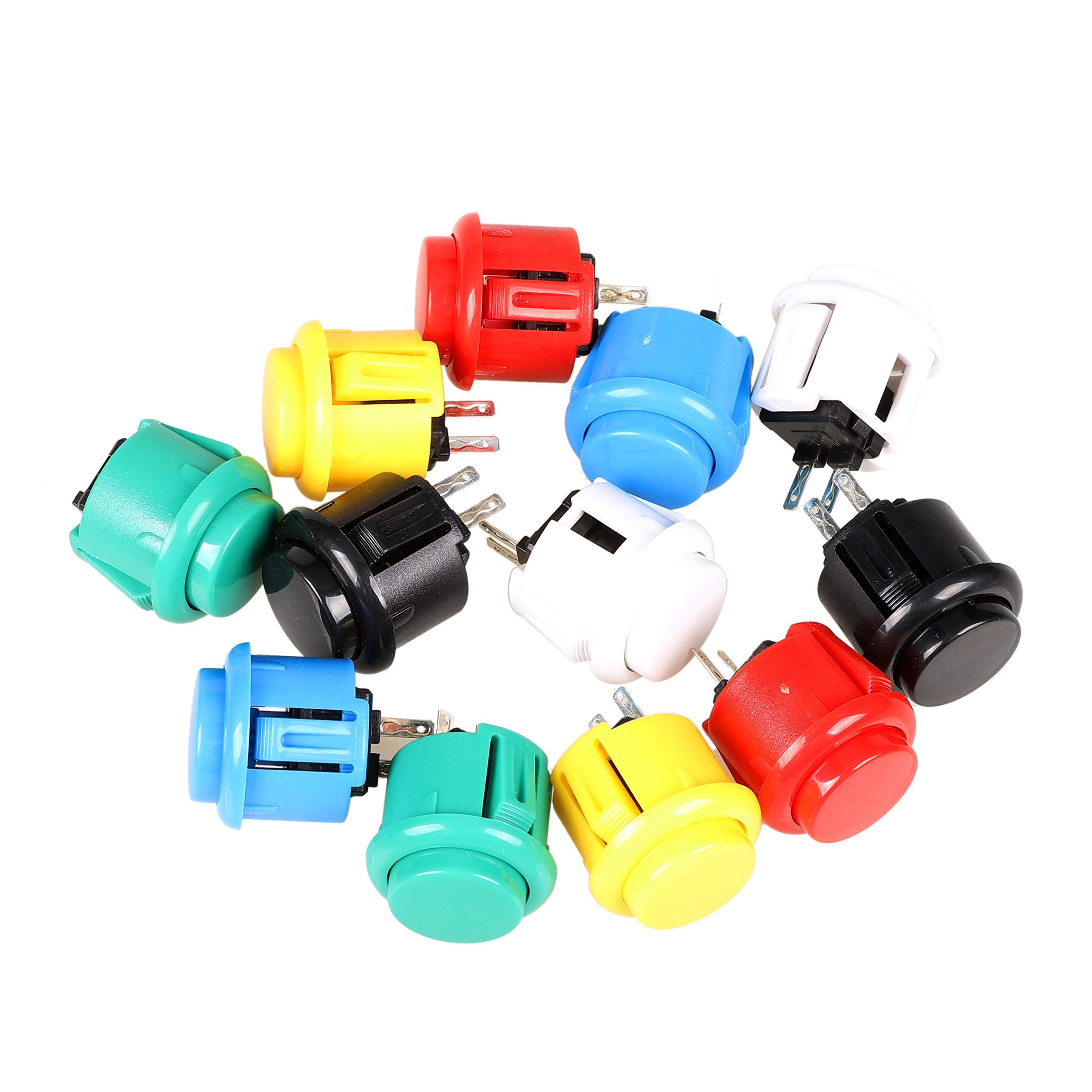 EG STARTS 12x 24mm OEM Arcade Buttons Switch Perfect Replace for Sanwa OBSF-24 Push Button DIY Fighting Stick PC Joystick Games Parts (Each Color of 2 Pieces)