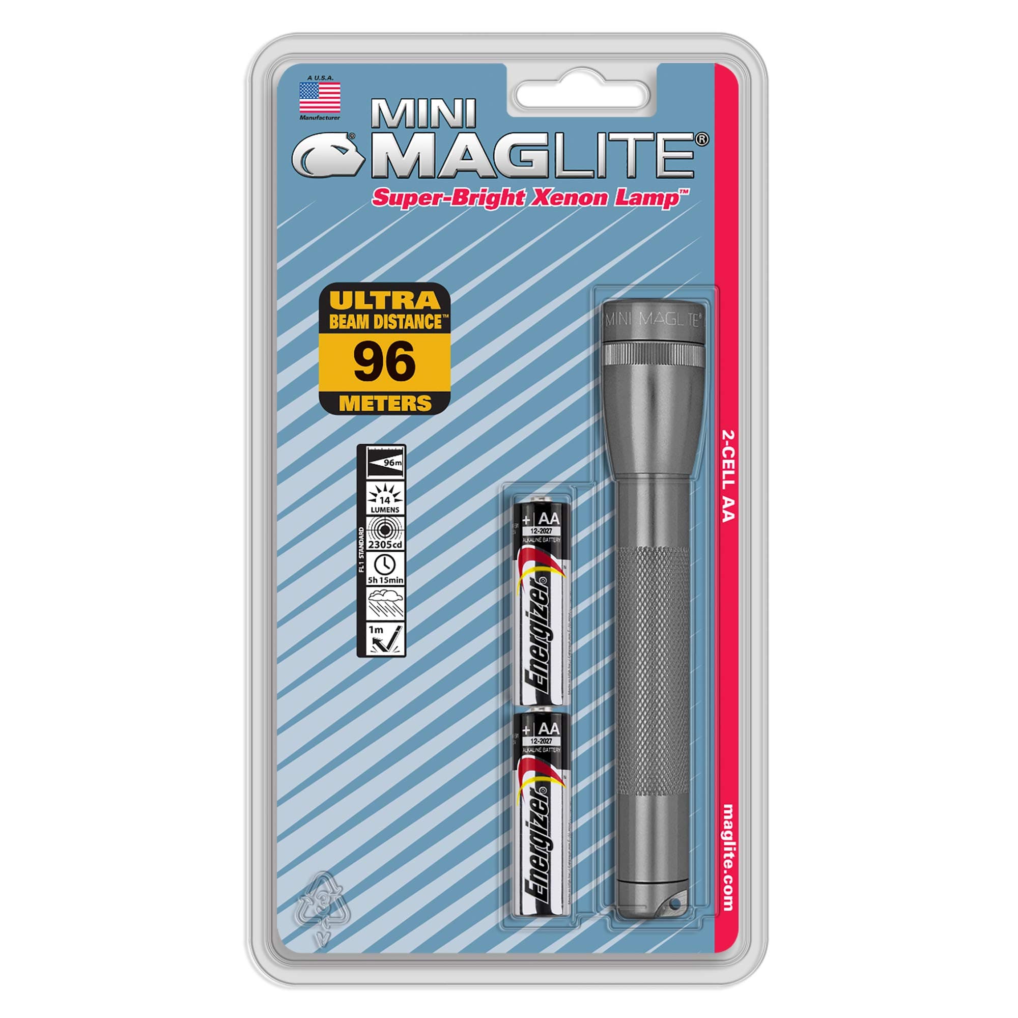 MagLiteMini Incandescent 2-Cell AA Flashlight, Gray